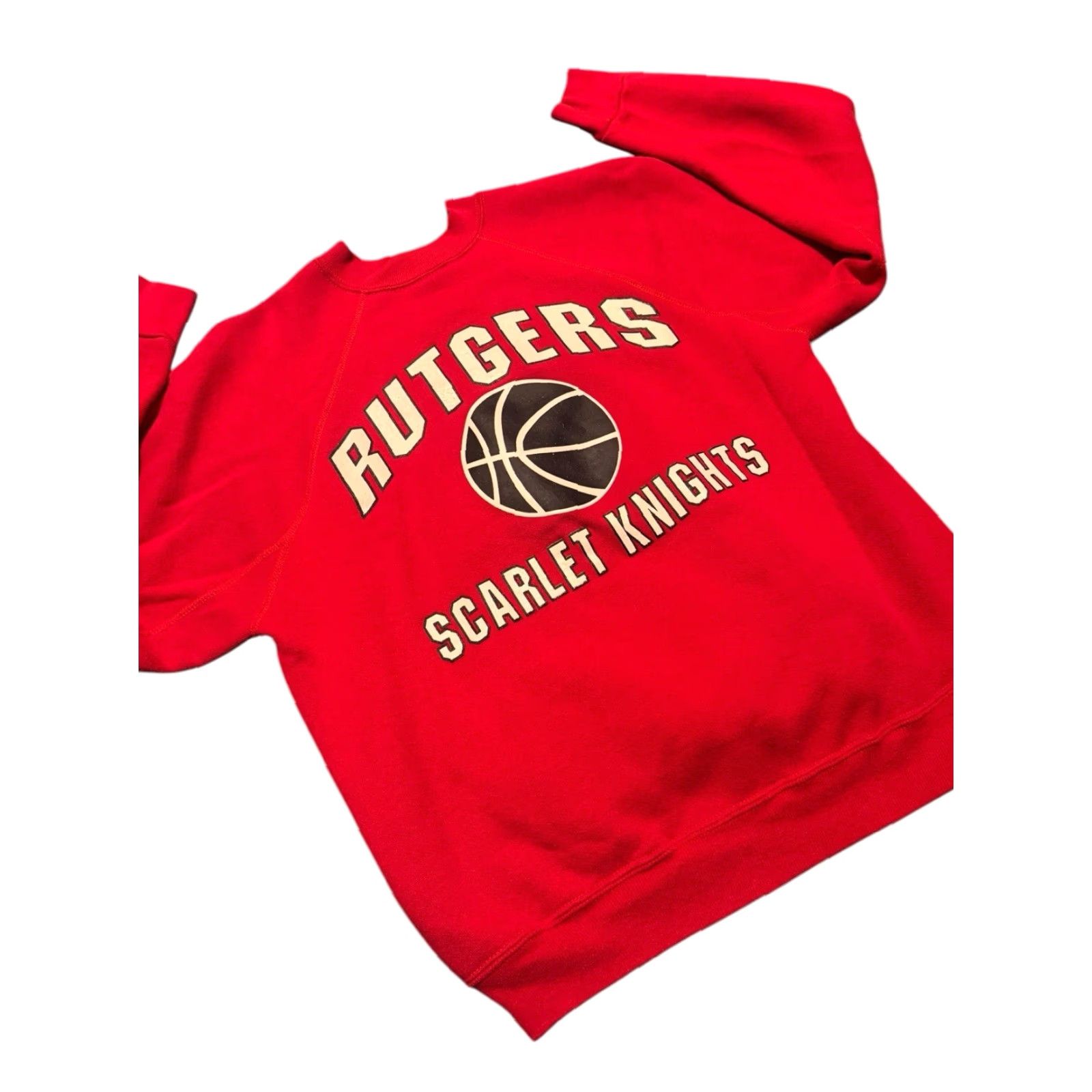 Vintage VINTAGE Rutgers Scarlet Knights Sweatshirt DS Red 80s Medium Men Pullover Crew Neck Fleece Cotton Size US M / EU 48-50 / 2 - 6 Thumbnail
