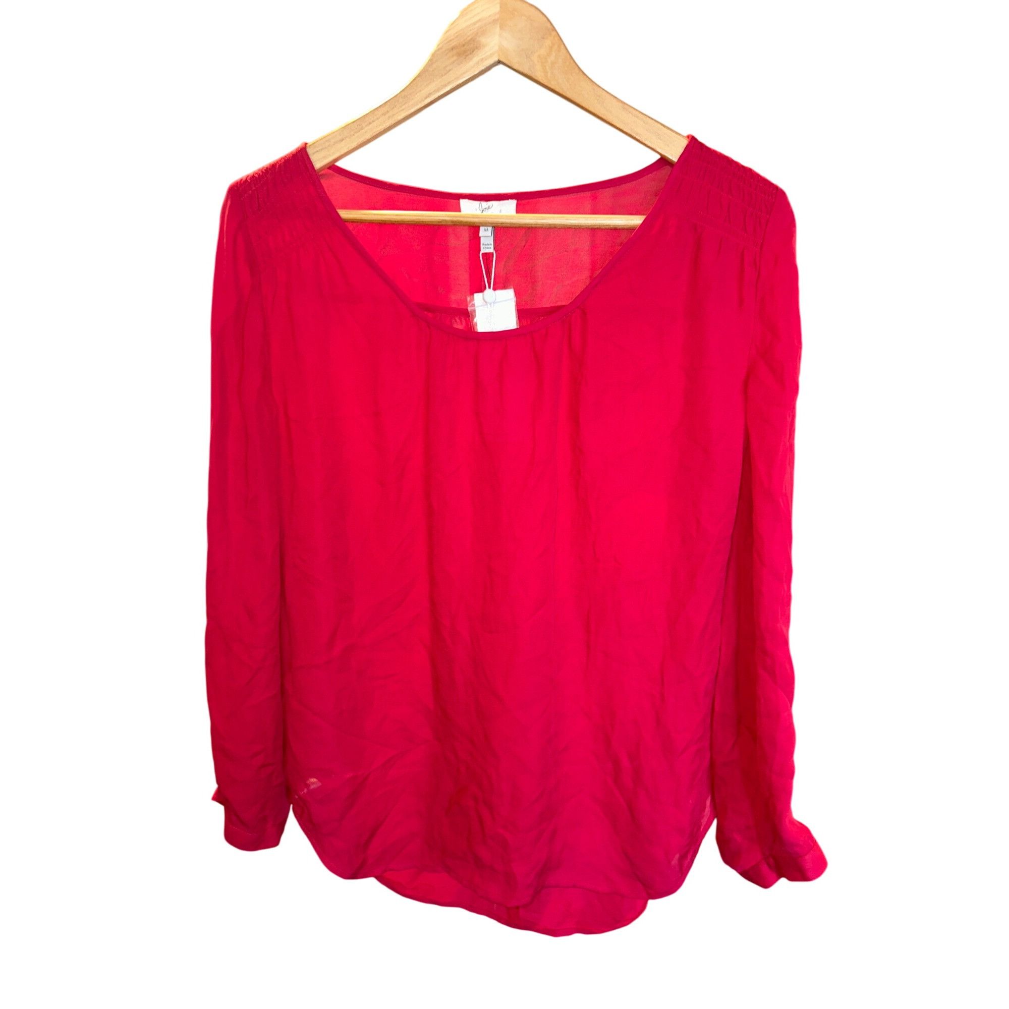 Joie Joie Red Avanti Blouse 100 Percent Silk Long Sleeve Scoop Ne Size M / US 6-8 / IT 42-44 - 3 Thumbnail