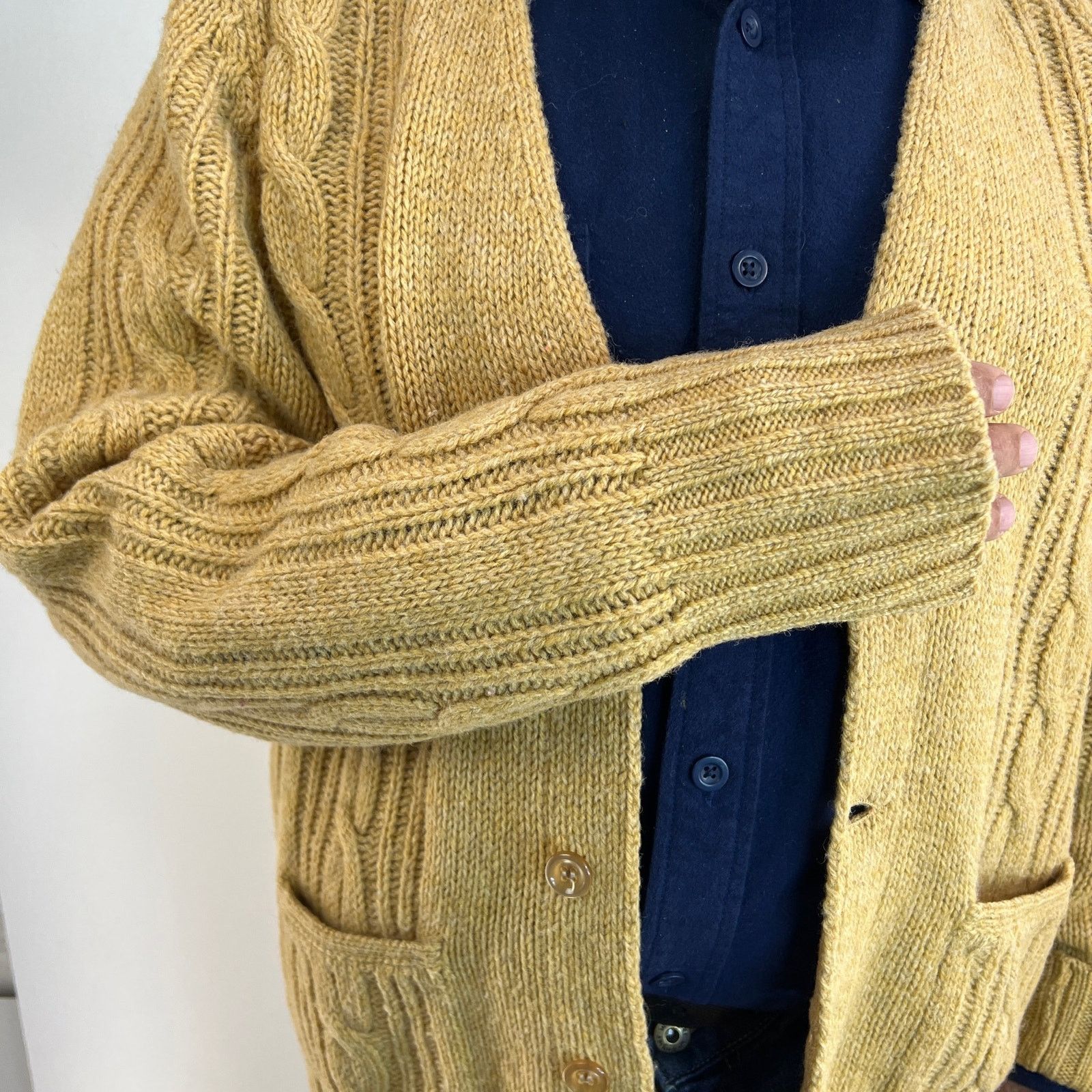 Vintage Vintage Alan Paine Shetland Wool Cable Knit Cardigan Tan Size US M / EU 48-50 / 2 - 4 Thumbnail