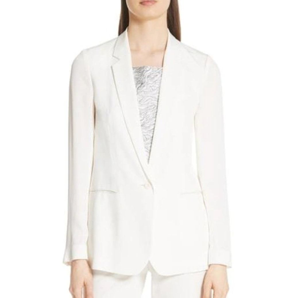 Theory THEORY Grinson Ivory Silk Georgette Blazer Jacket Sz 4 $425 Size S / US 4 / IT 40 - 1 Thumbnail