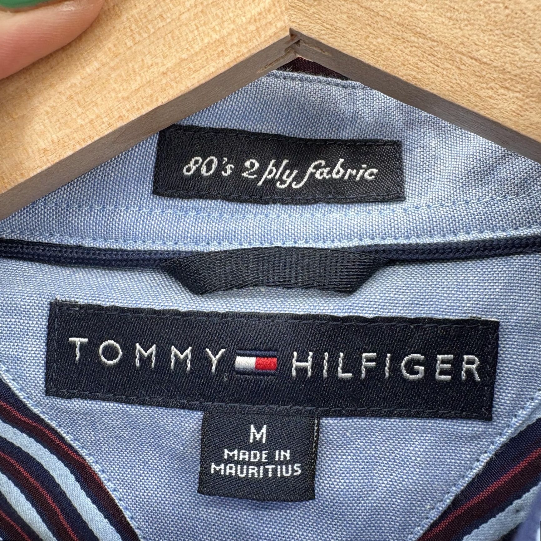 Tommy Hilfiger Tommy Hilfiger Dress Shirt Mens Medium Blue Stripe Regular Fit Long Sleeve NWT Size 40R - 4 Thumbnail