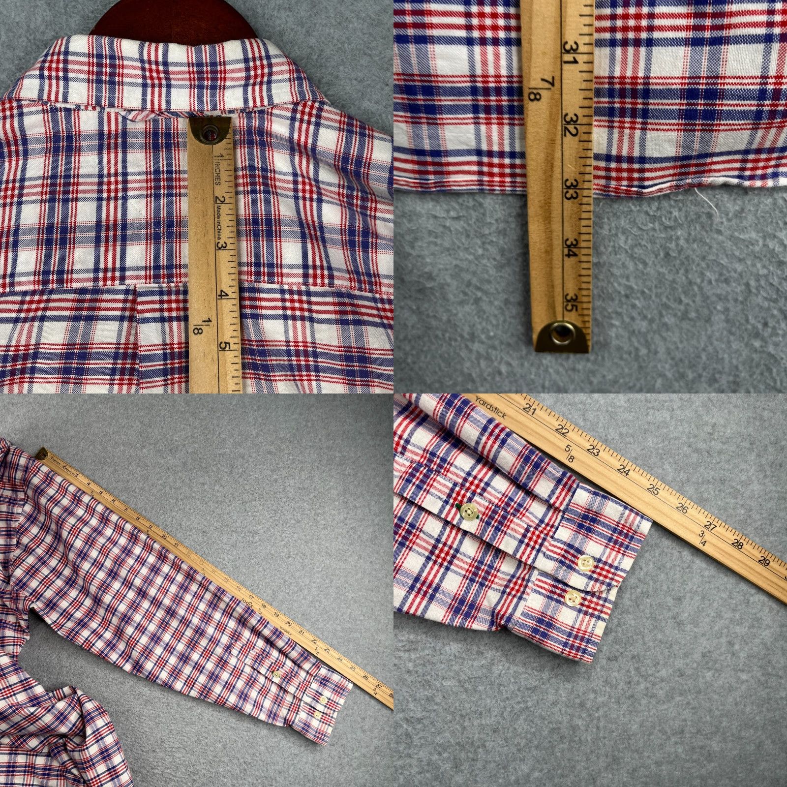 Tommy Hilfiger VINTAGE Tommy Hilfiger Shirt Red White Plaid Crest Button Up Long Sleeve Mens Shirt Size US L / EU 52-54 / 3 - 8 Thumbnail