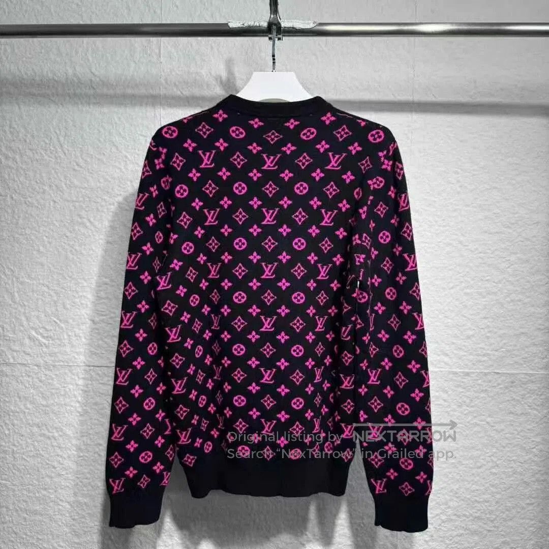 Louis Vuitton louis vuitton black purple wool sweater. Size US XL / EU 56 / 4 - 4 Thumbnail