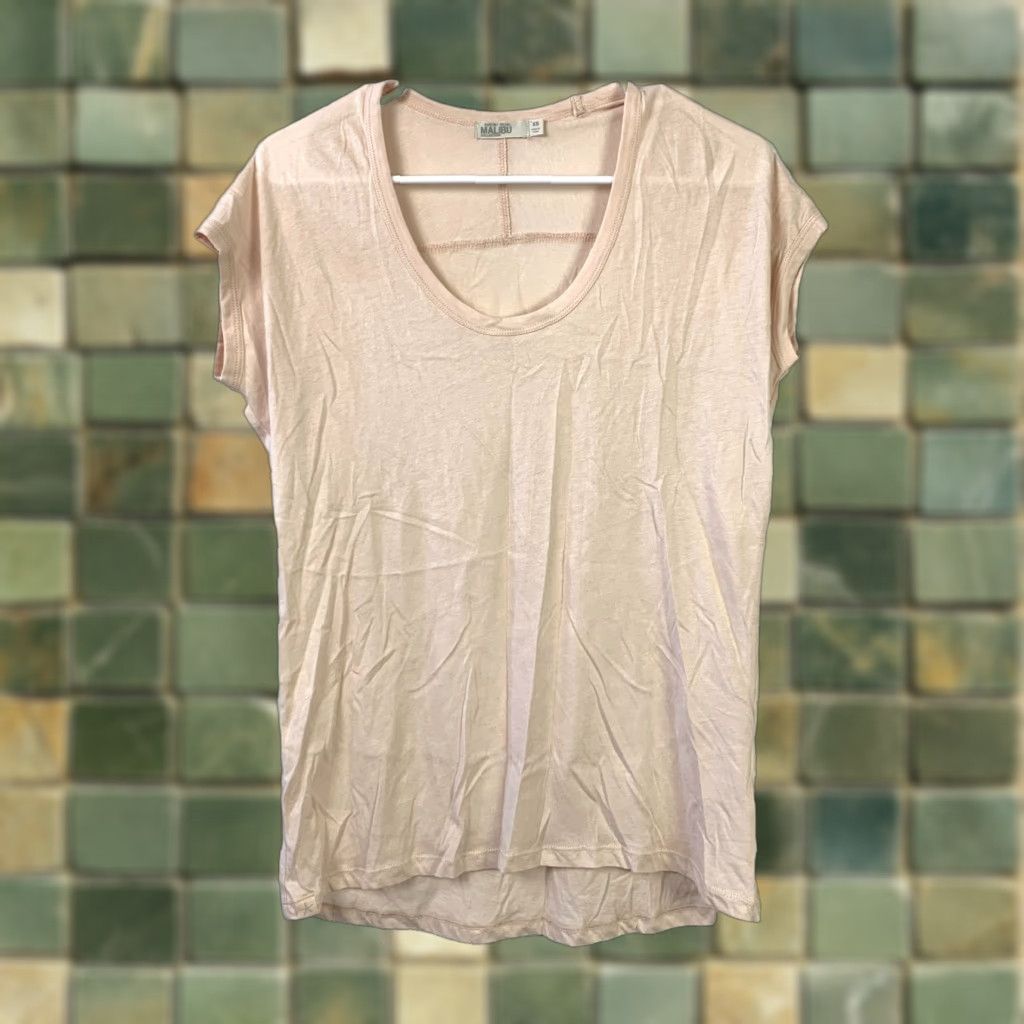 Vintage Barefoot Dreams Malibu Collection Shirt XS Womens Pink Short Sleeve Scoop Neck Pullover Relaxed Casual Size XS / US 0-2 / IT 36-38 - 1 Thumbnail