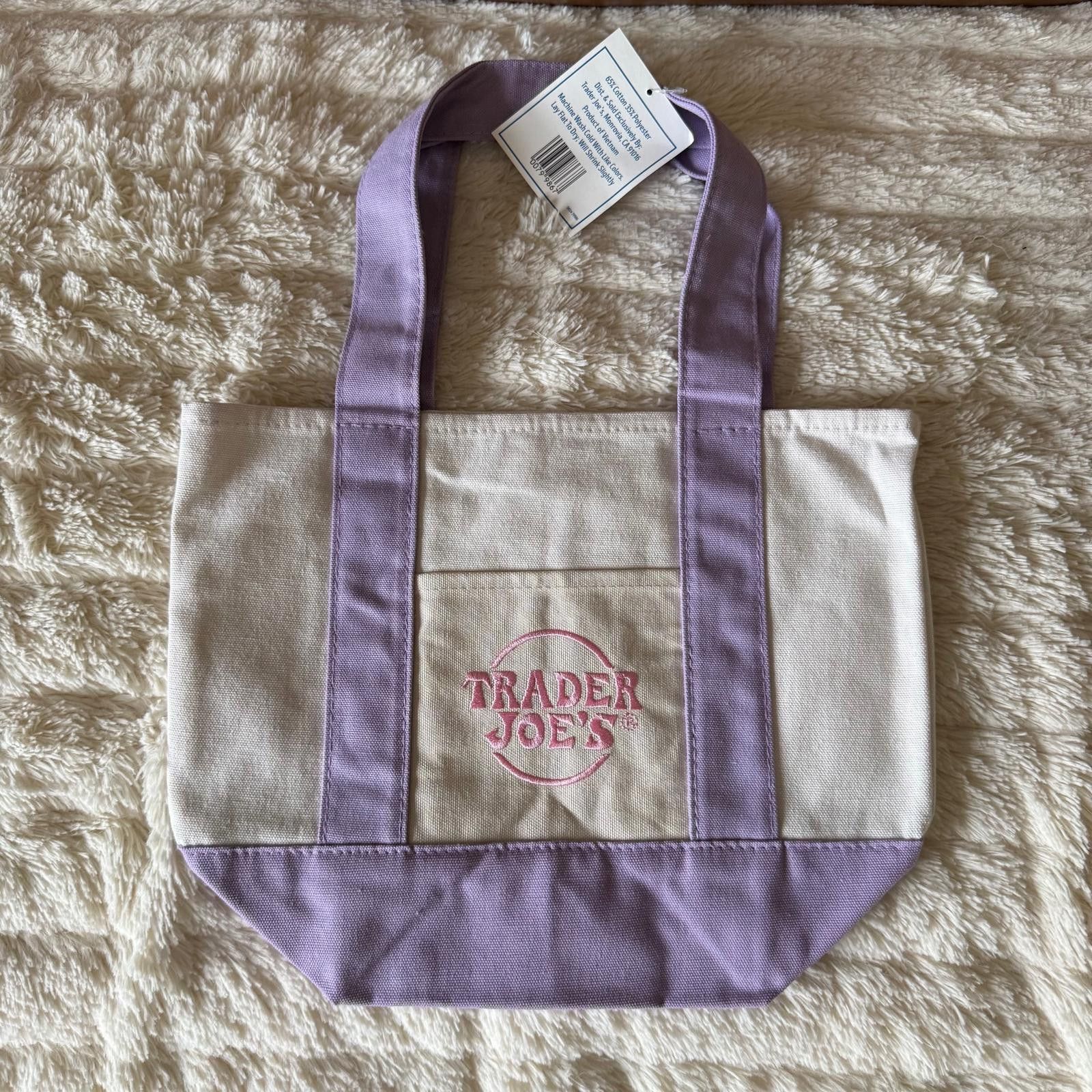 Other Trader Joe’s Mini Pastel Canvas Tote Purple Easter 2026 Size ONE SIZE - 2 Thumbnail