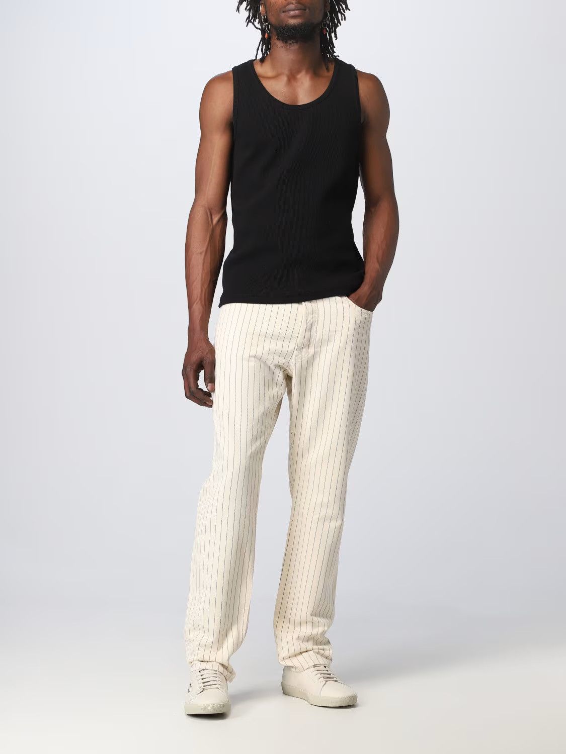 Saint Laurent Paris Saint Laurent D31 Jeans - Ecru Striped Denim Size US 32 / EU 48 - 3 Thumbnail