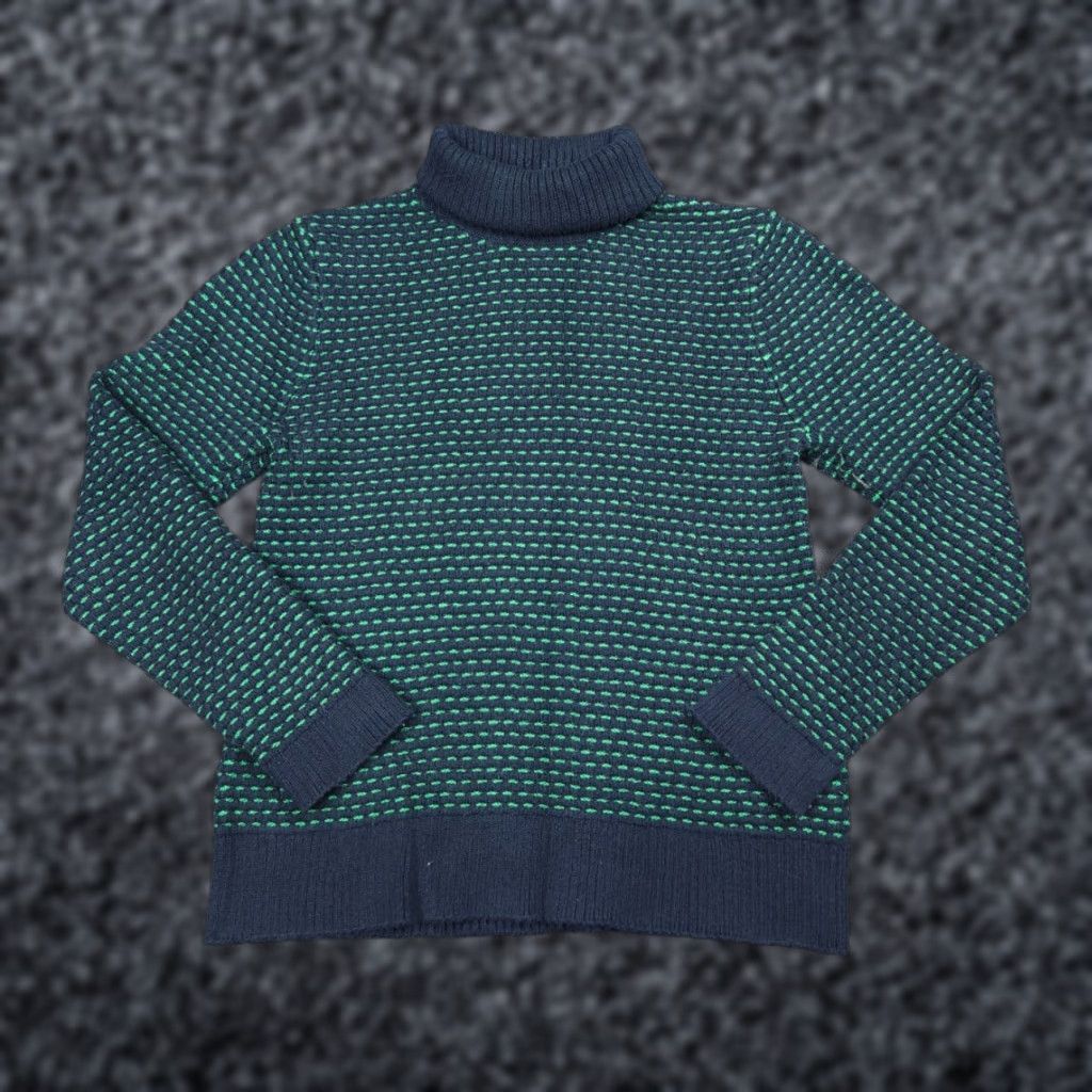 J.Crew J.CREW Turtleneck Sweater Women's XS Green Knit Ribbed Acrylic Blend Pullover Slim Long Sleeve Geometric Pattern Size XS / US 0-2 / IT 36-38 - 1 Thumbnail