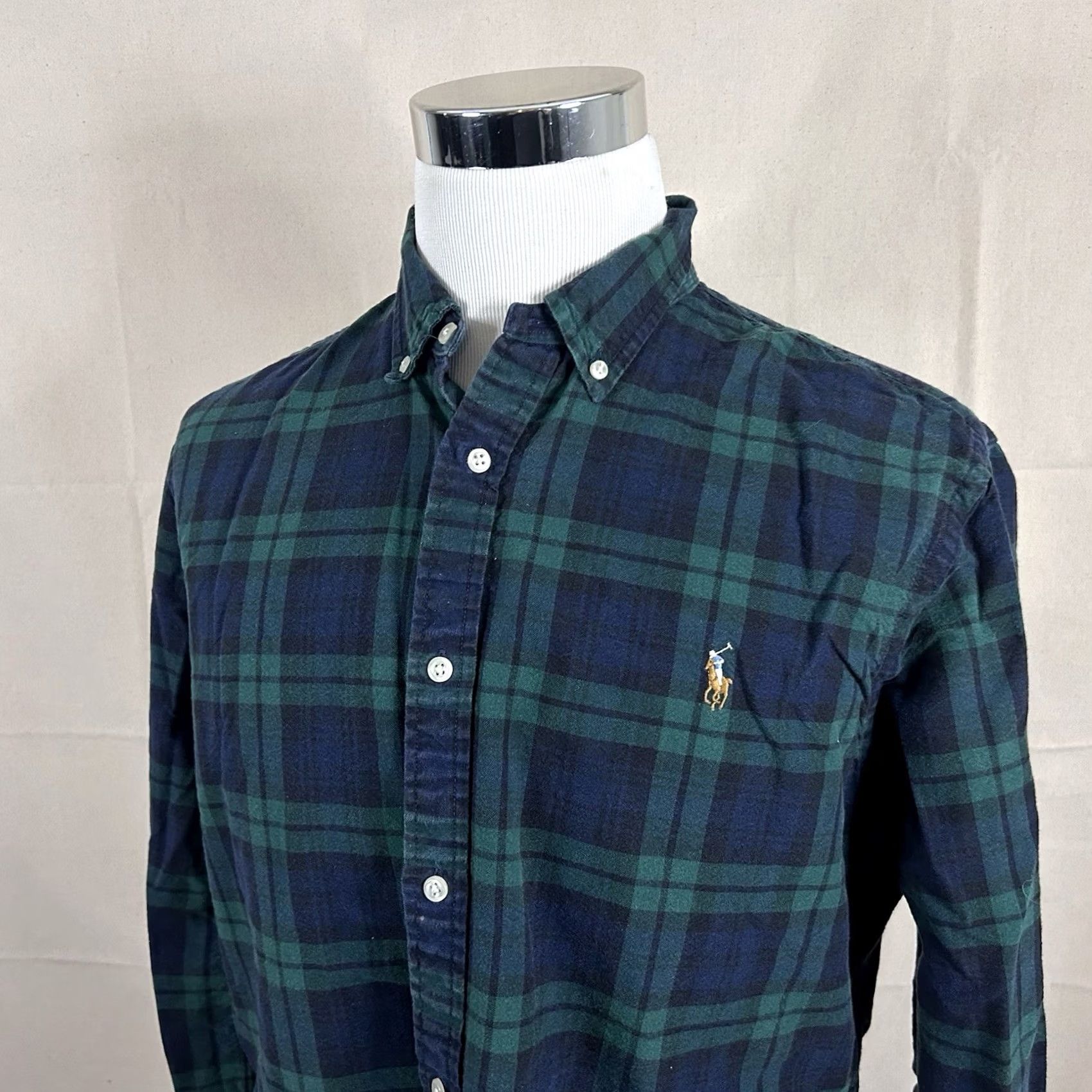 Polo Ralph Lauren Polo Ralph Lauren XL Slim Fit Flannel Shirt Green Blue Plaid Cotton Button Down Shirt Men Button-Up Button-Front Somethings Size US XL / EU 56 / 4 - 2 Thumbnail