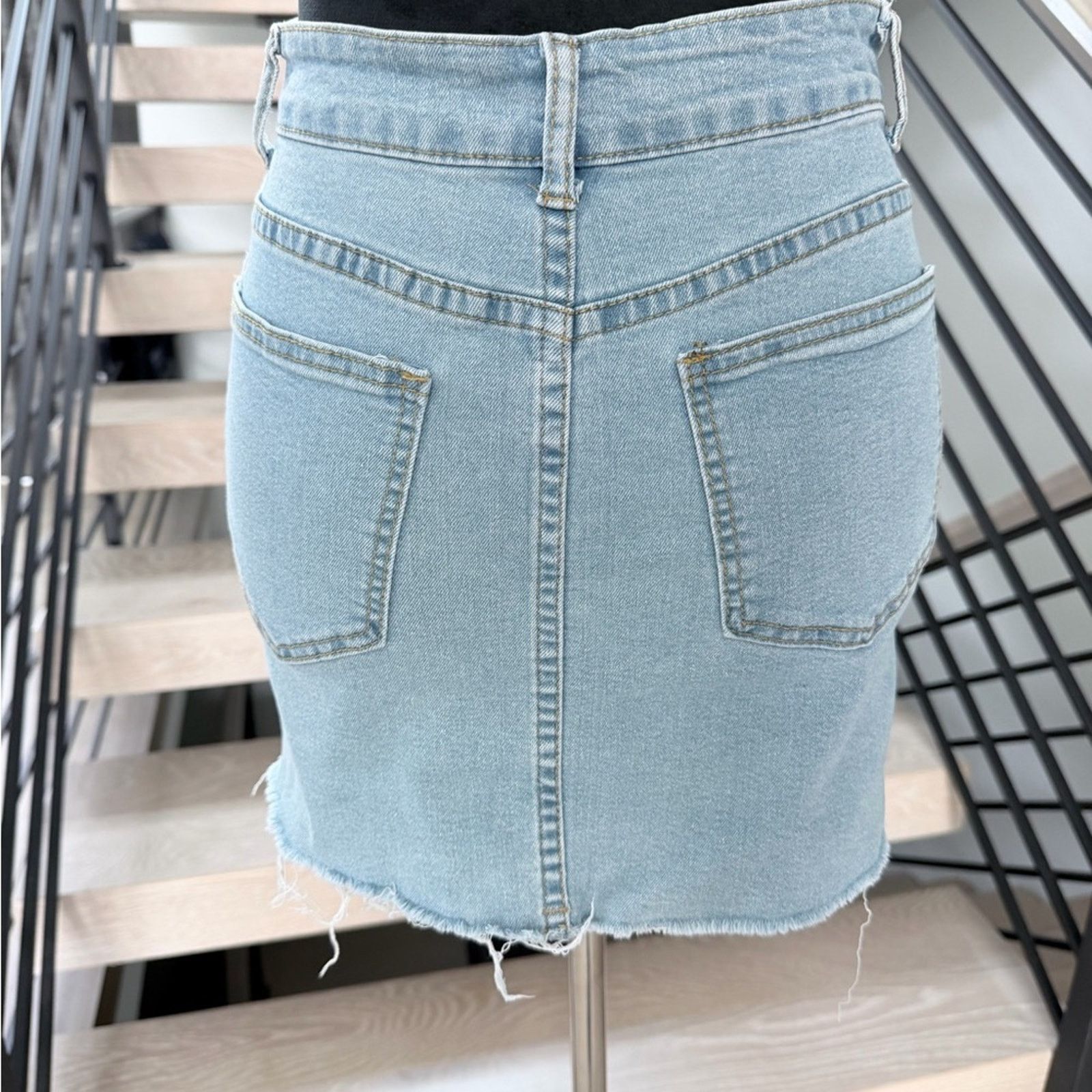 Other Y2K 85% Cotton Stylish Blue Denim Skirt with Lace up size S Size 25" / US 0 / IT 36 - 9 Thumbnail