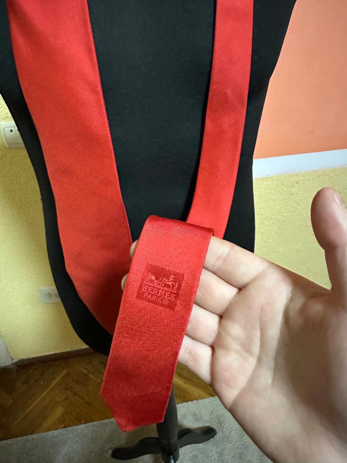 Hermes Hermes Tie Red Silk New Size ONE SIZE - 3 Thumbnail