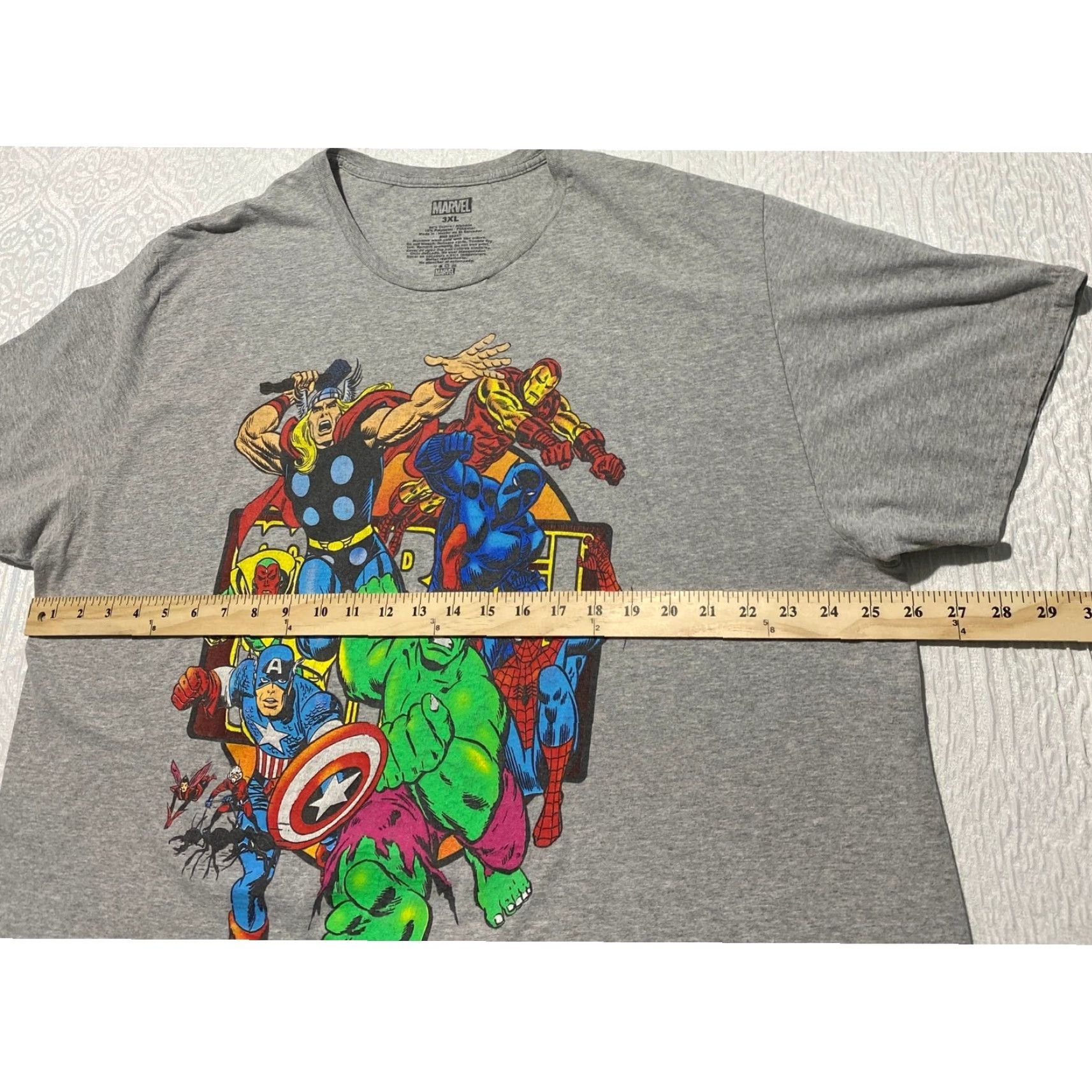 Vintage Marvel T-Shirt Mens 3XL Gray Graphic Print Short Sleeve Crew Neck Avengers Hulk Captain America Thor Iron Man Spider-Man Mens Size US XXL / EU 58 / 5 - 5 Thumbnail