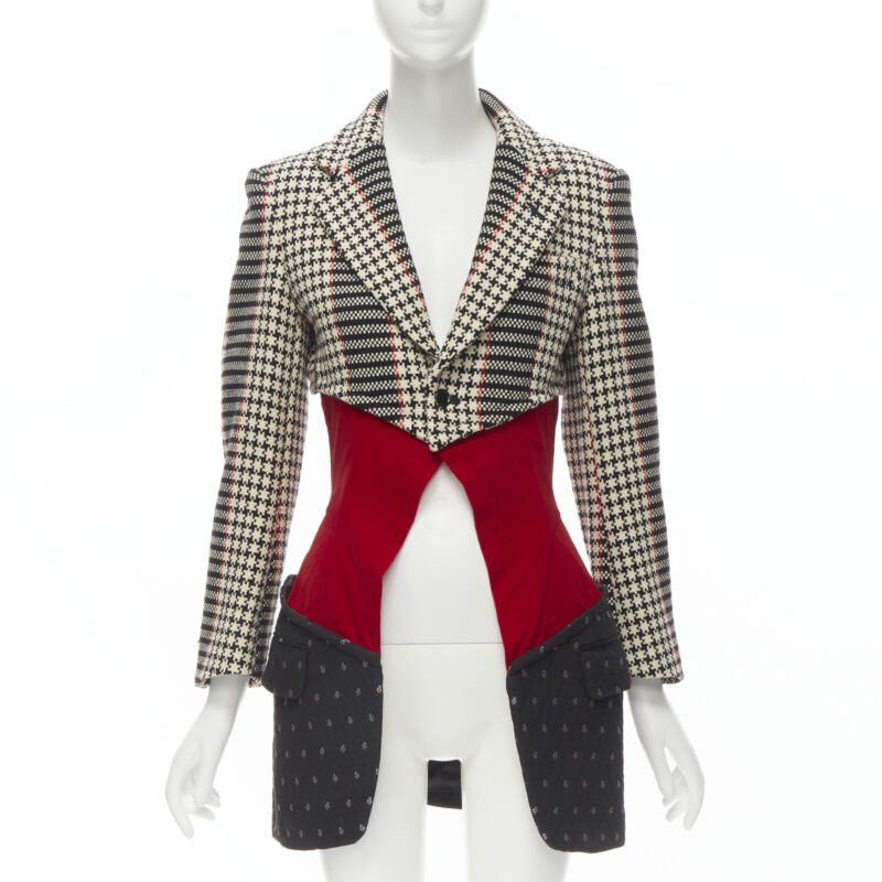 Comme des Garcons vintage COMME DES GARCONS 2001 tweed velvet jacquard deconstructed blazer S Size S / US 4 / IT 40 - 1 Thumbnail