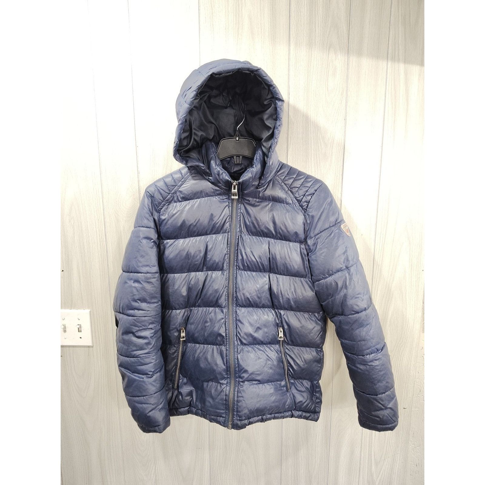 Guess GUESS Men Puffer Jacket Coat Size M Navy Blue Solid Warm Size US M / EU 48-50 / 2 - 1 Thumbnail