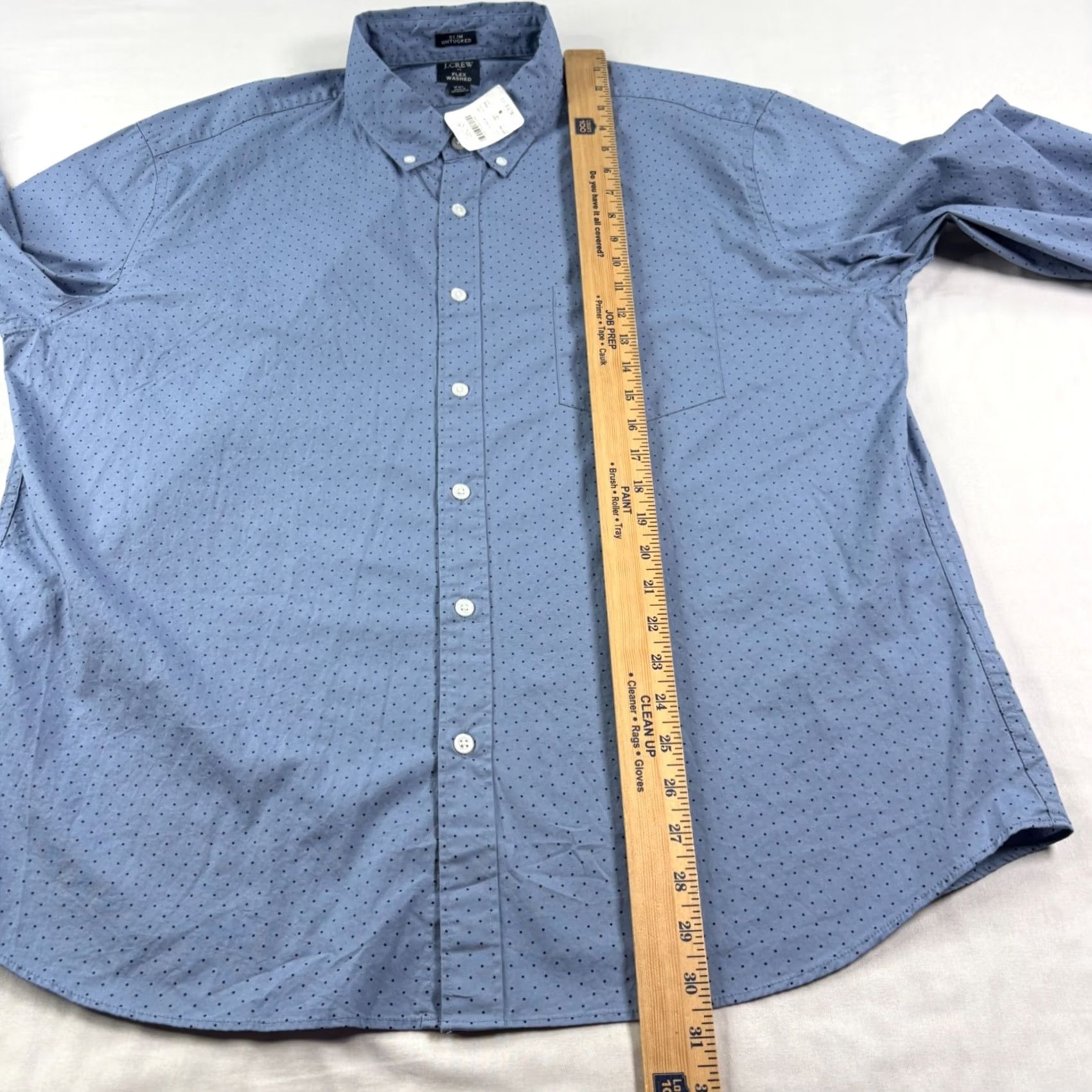 J.Crew VINTAGE J.CREW Shirt Mens Blue Polka Dot Button-Up Slim Untucked Fit Washed NEW Size US XXL / EU 58 / 5 - 6 Thumbnail