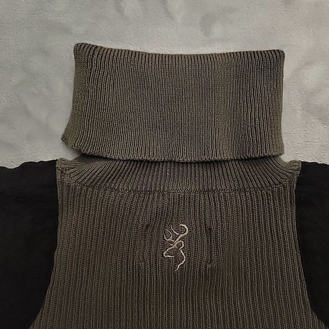 Vintage Browning Sweater Womens XL Green Turtleneck Padded Shoulders Hunting Casual Knit 100% Cotton Embroidered Logo Sustainable? Size XL / US 12-14 / IT 48-50 - 6 Thumbnail