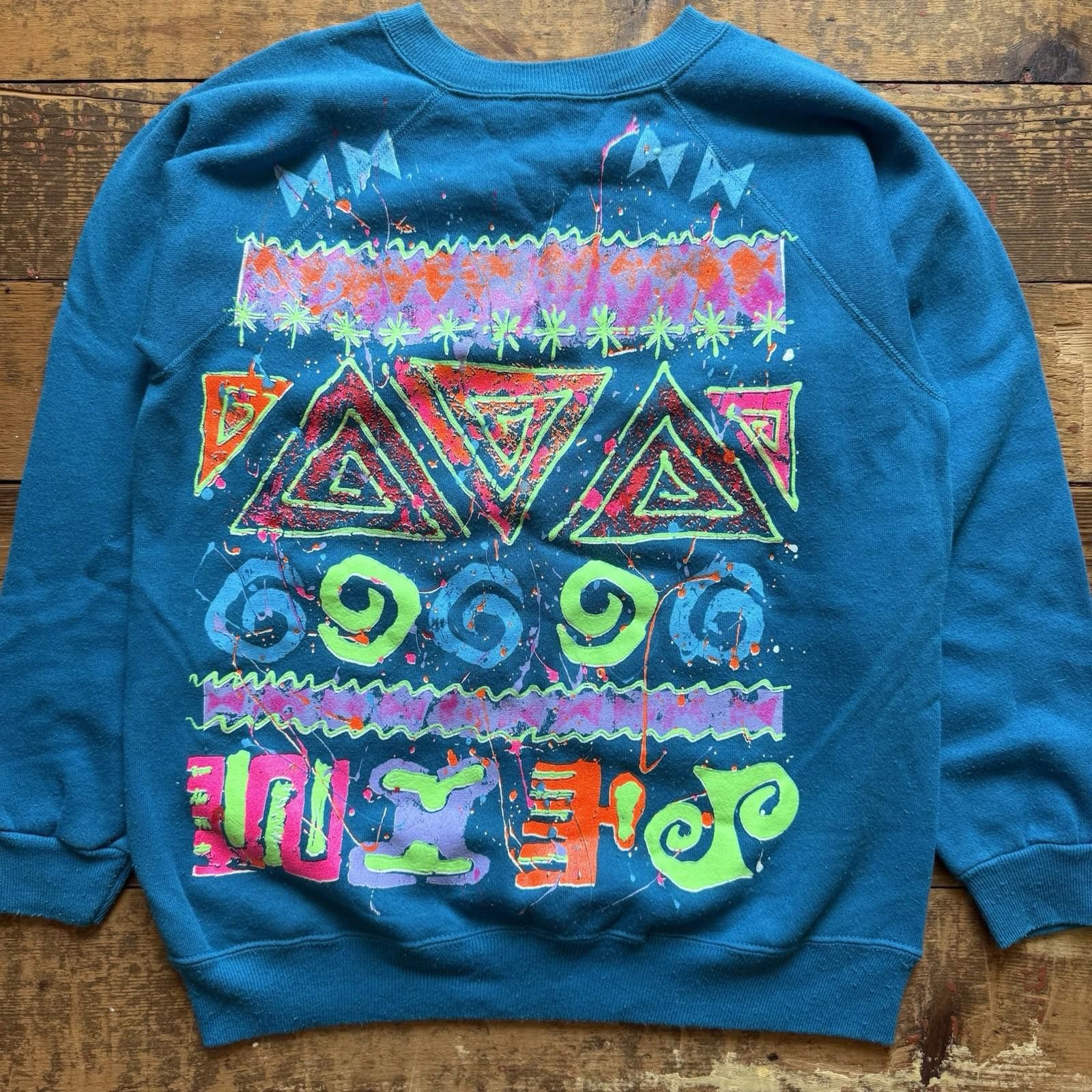 Vintage Vtg 80s Abstract Art Faded Sweatshirt M USA Surf Vaporwave Size US M / EU 48-50 / 2 - 1 Thumbnail