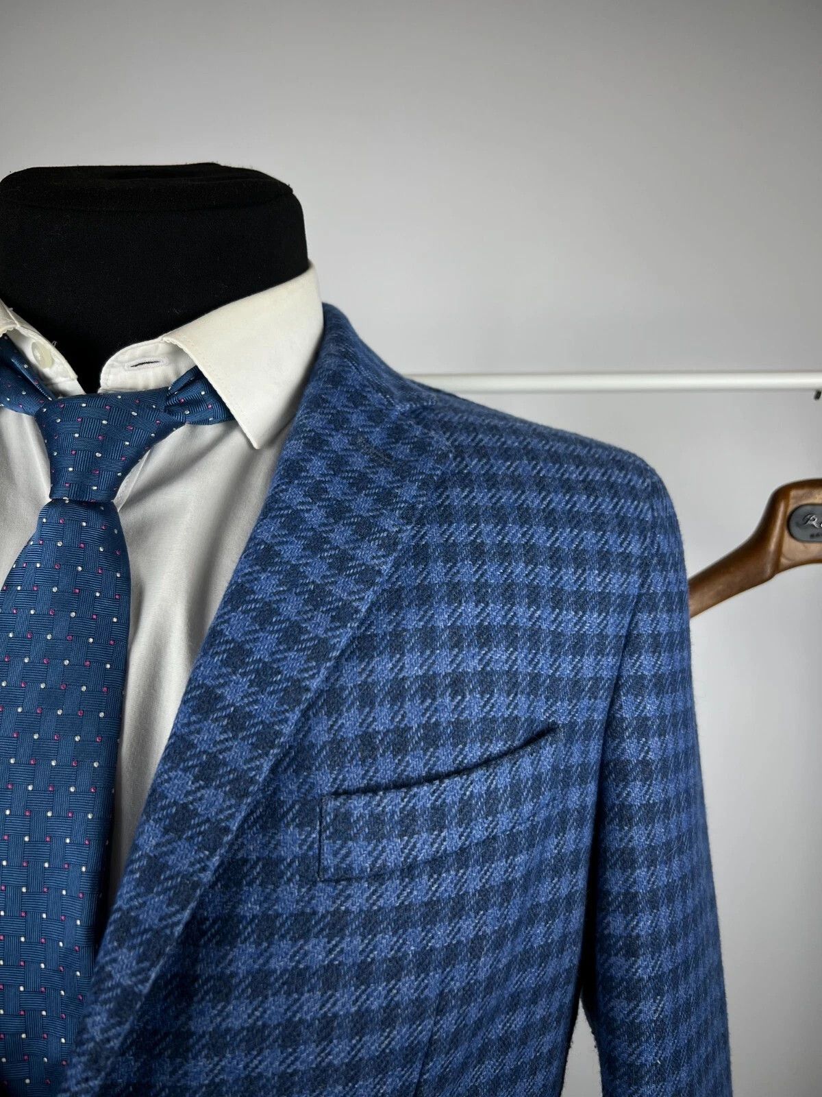 Boggi Milano Check Unlined Wool Blend Patch Pocket Blazer