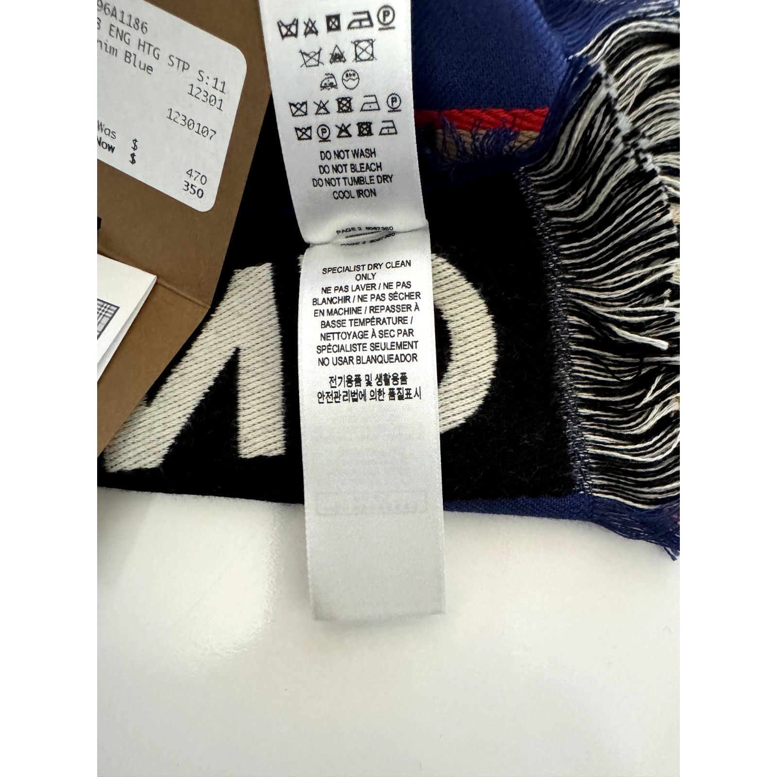 Burberry NWT $470 Burberry Cotton Scarf Denim Blue 185x100 8067360 Size ONE SIZE - 7 Thumbnail