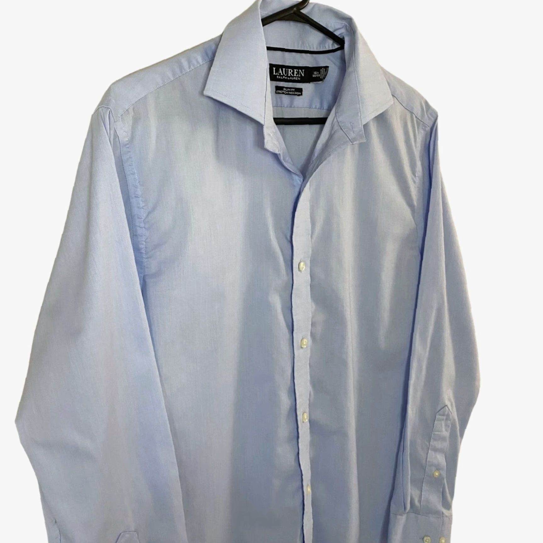 Ralph Lauren VINTAGE Lauren Ralph Lauren Black Label Dress Shirt Mens Button Up Slim Fit 15.5 Blue Cotton Blend 29" Long Sleeve Mens Ä Size 42R - 4 Thumbnail