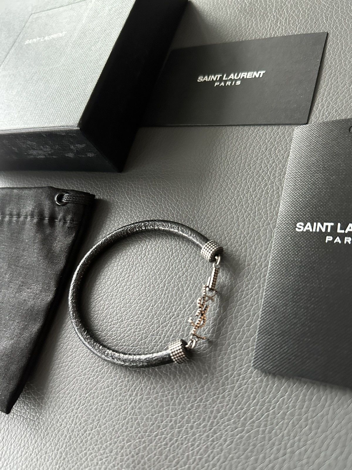 Saint Laurent Paris × Yves Saint Laurent Runway Brand New Saint Laurent Leather Bracelet Unisex Size ONE SIZE - 5 Thumbnail