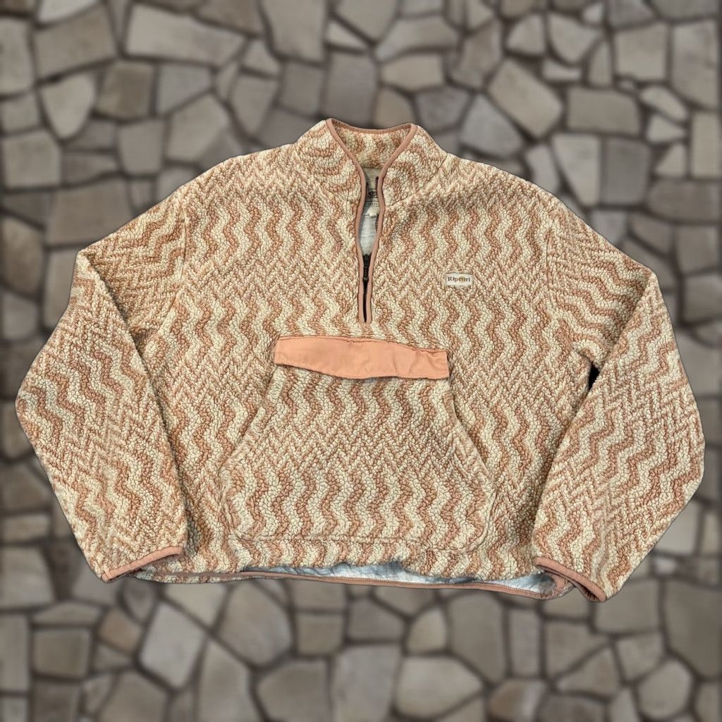 Rip Curl RIP CURL Jacket Womens Large Sherpa Pink Cream Anorak Sweater 1/2 Zip Fleece Size L / US 10 / IT 46 - 1 Thumbnail