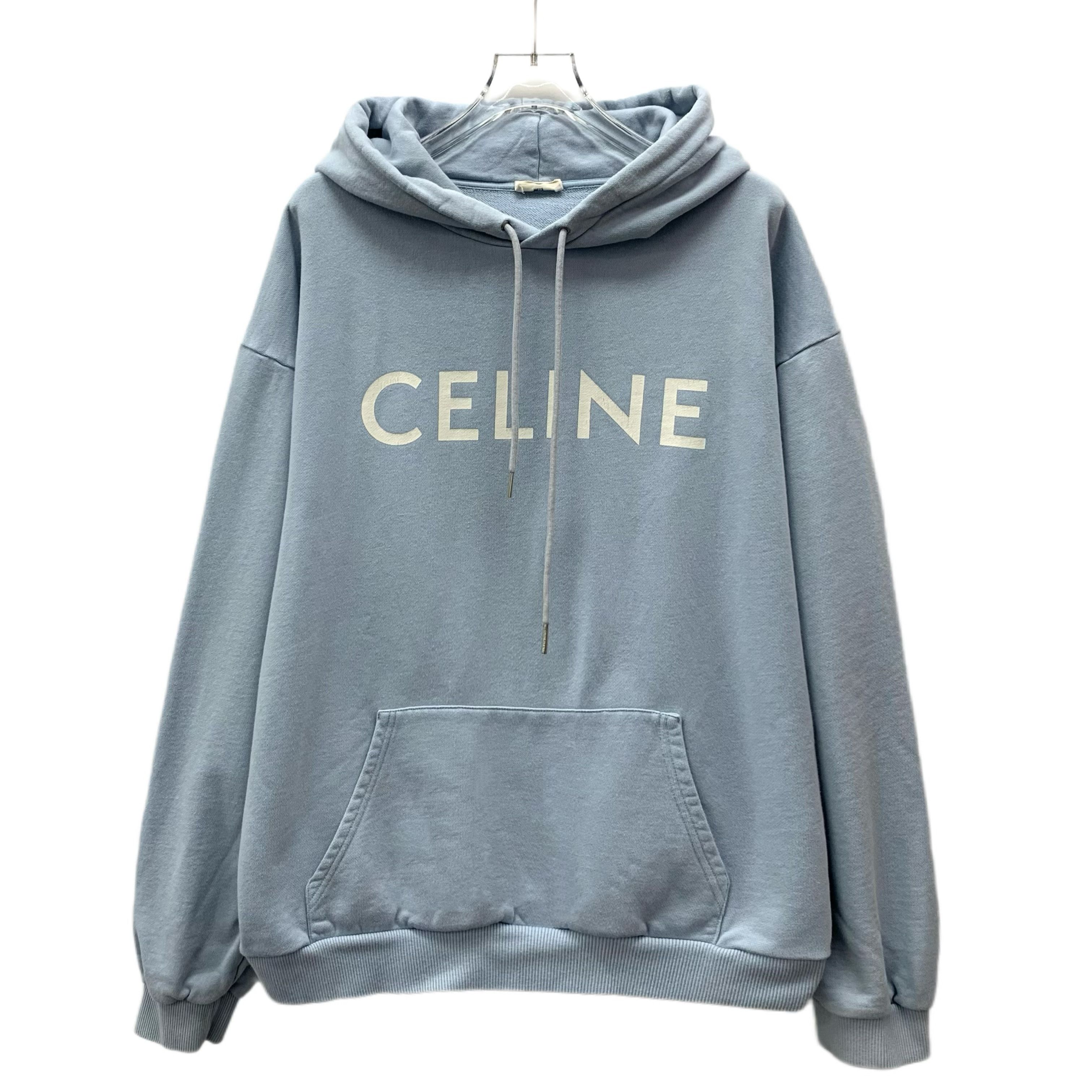 Celine Celine Logo Hoodie Light Blue (L) Size L / US 10 / IT 46 - 1 Thumbnail