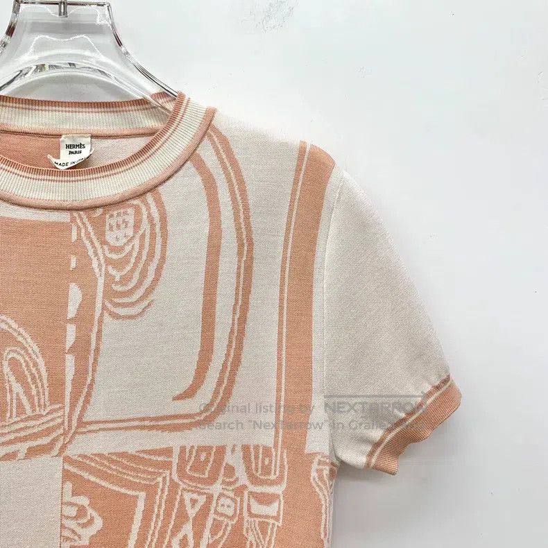 Other Hermes Colorblock Logo Printed Silk Short Sleeve Round Nec Size XS / US 0-2 / IT 36-38 - 3 Thumbnail