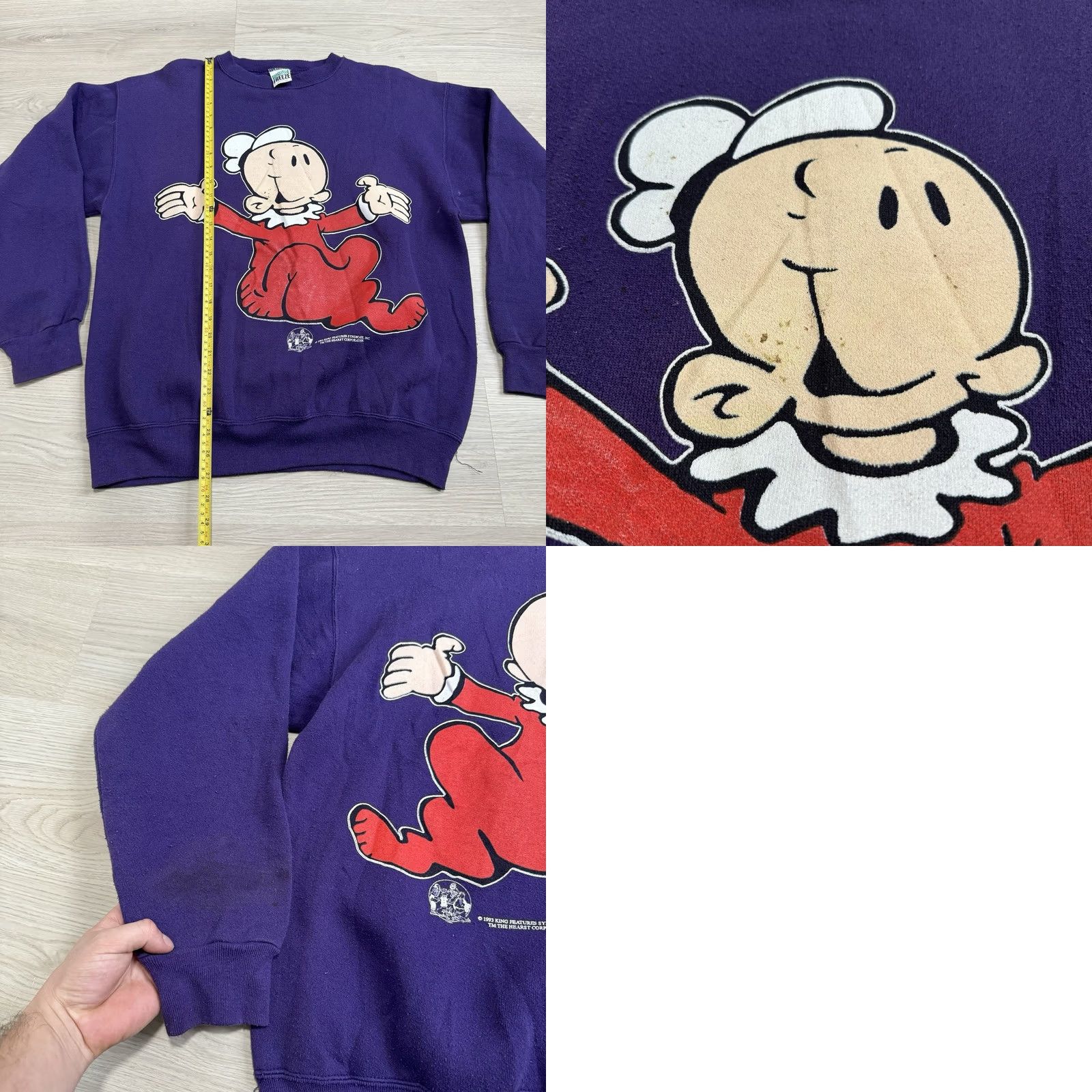 Vintage VINTAGE FREEZE Sweatshirt Mens Large Purple 90s Swee'Pea Popeye Graphic Print Crewneck pullover Size US L / EU 52-54 / 3 - 8 Thumbnail