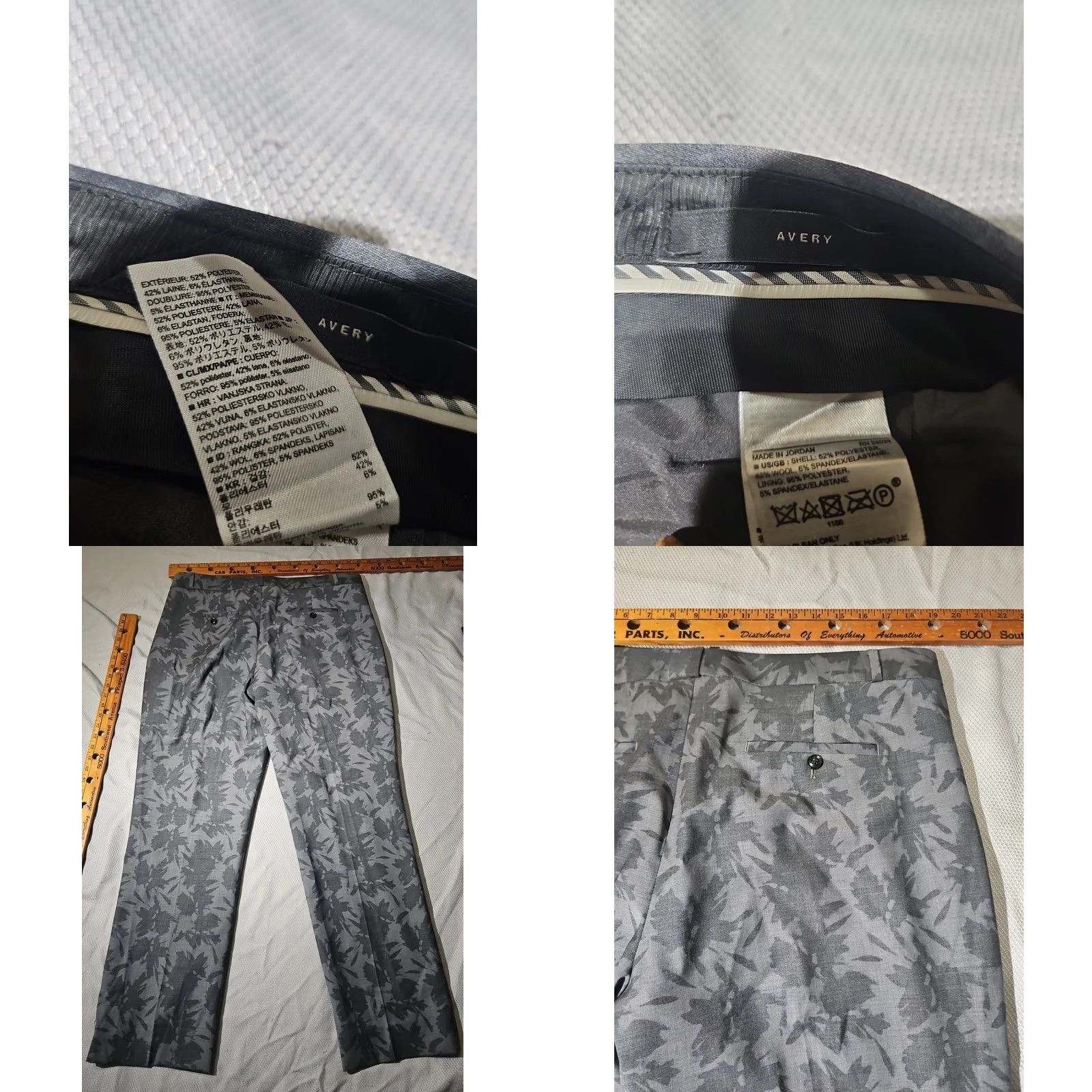 Banana Republic Banana Republic Avery Pants Womens 14 Tall Gray Wool Blend Floral Preppy Dress Pants Straight Leg Button ZIP Size 36" / US 14 / IT 50 - 9 Thumbnail