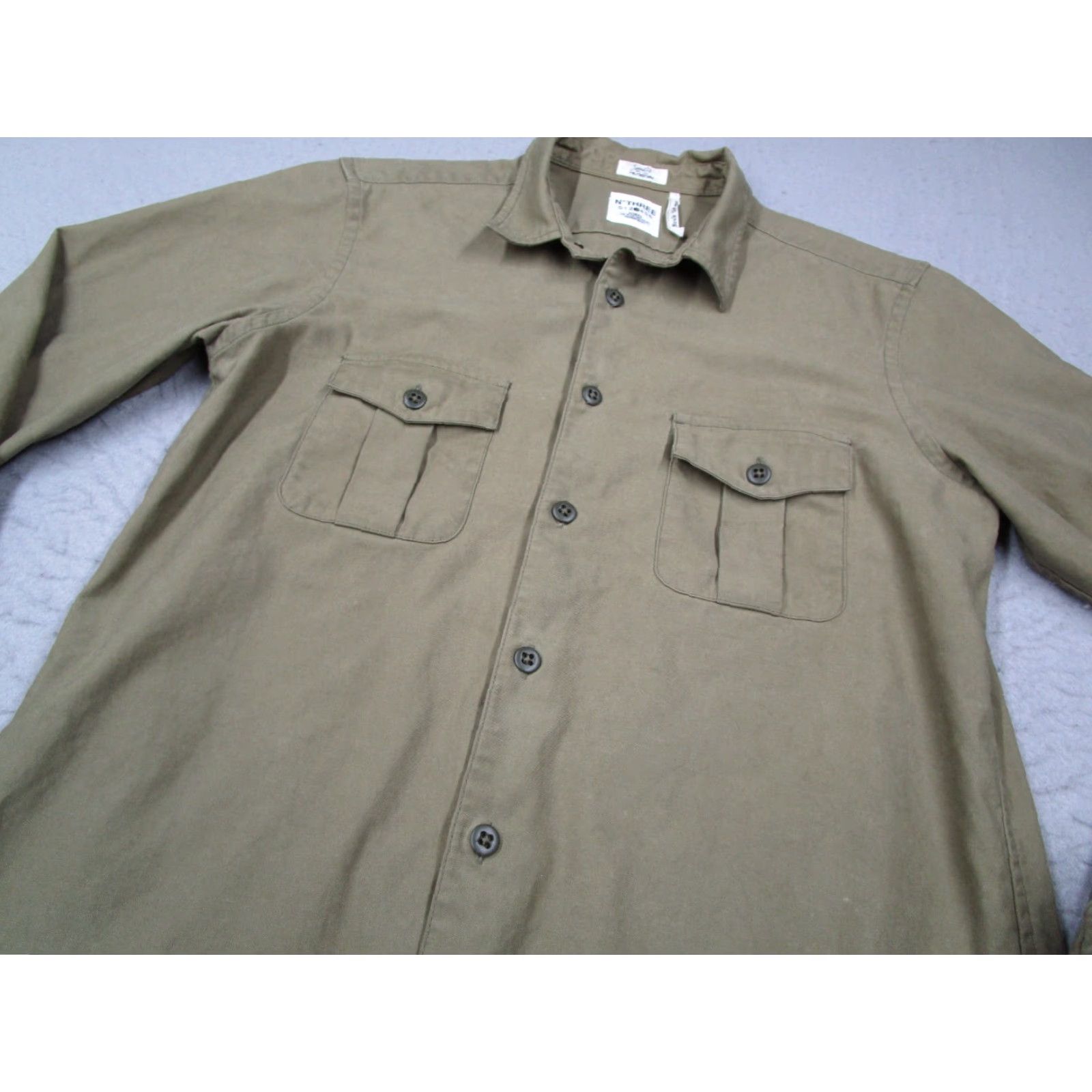 Edwin Bedwin & The Heartbreakers Men's Green Long Sleeve Button-Up Shirt, Size L, Classic Fit, Casual Workwear, Cotton, Made in Japan Size US L / EU 52-54 / 3 - 2 Thumbnail