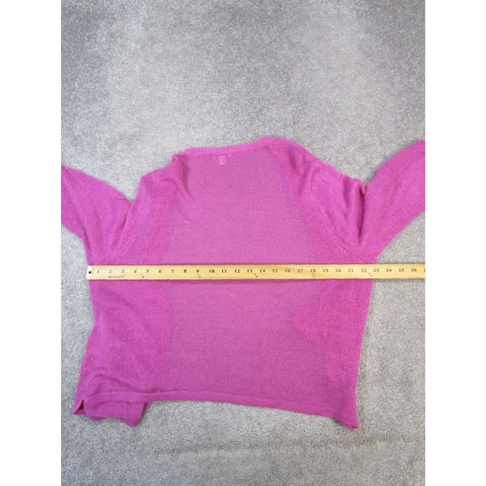 J. Jill VINTAGE J.Jill Open-Knit Sweater Cardigan Womens Large Petite Pink V-Neck Long Sleeve Size L / US 10 / IT 46 - 6 Thumbnail