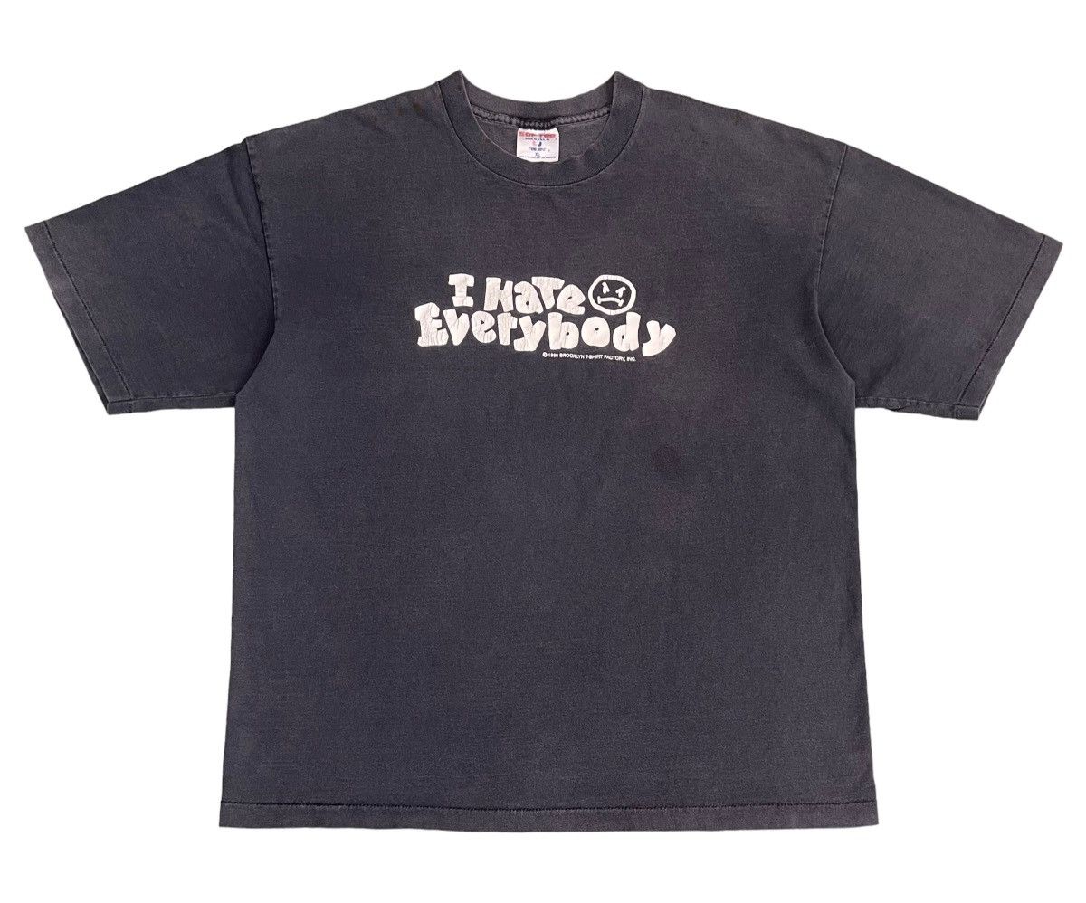 image of 1990X Clothing x Humor 90's Vintage Sunfaded “I Hate Everybody” Single Stitch Tee in Black (Size XL