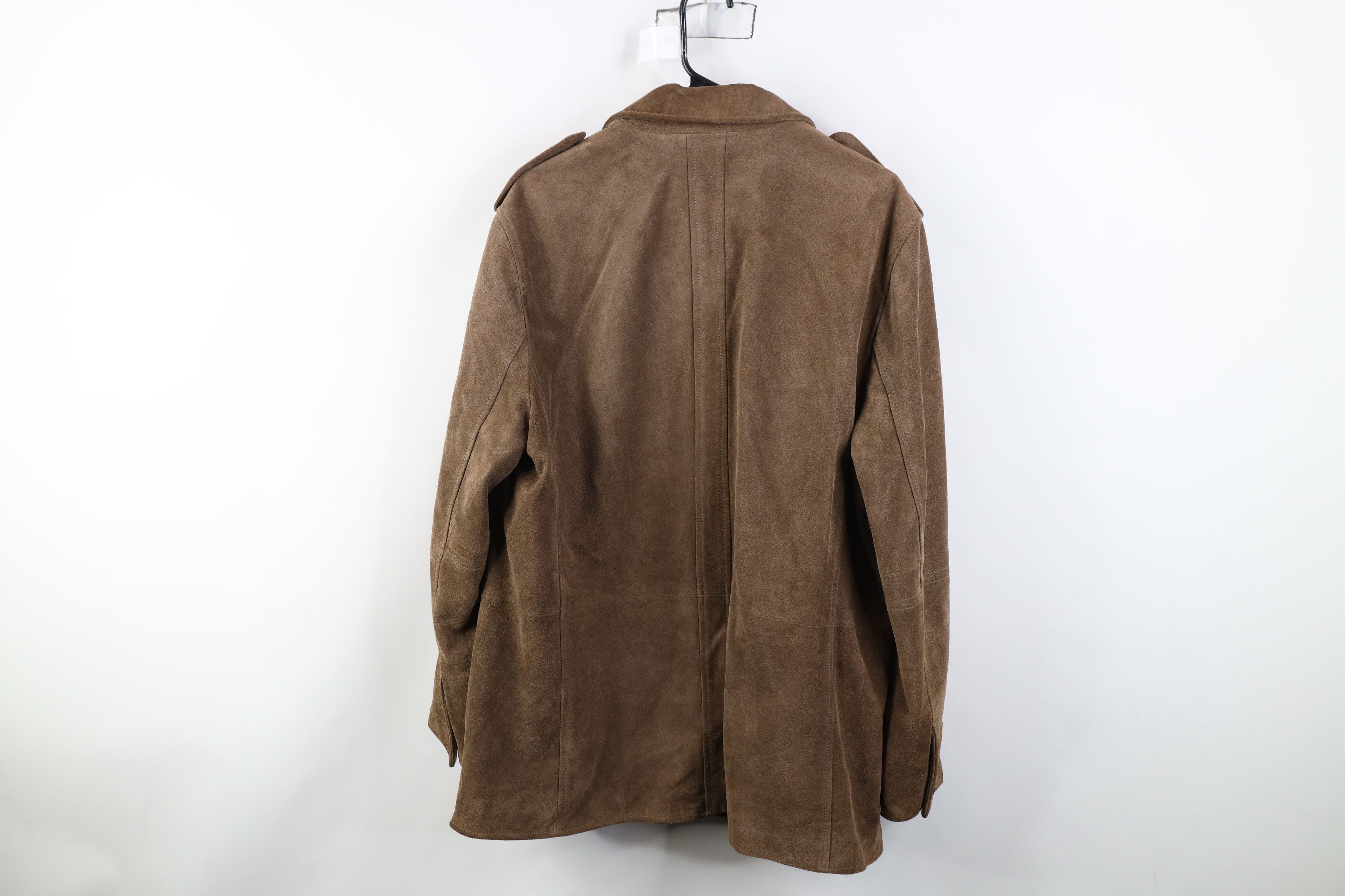 Vintage Vintage 90s Streetwear Suede Leather Military Blazer Jacket Size US L / EU 52-54 / 3 - 12 Thumbnail