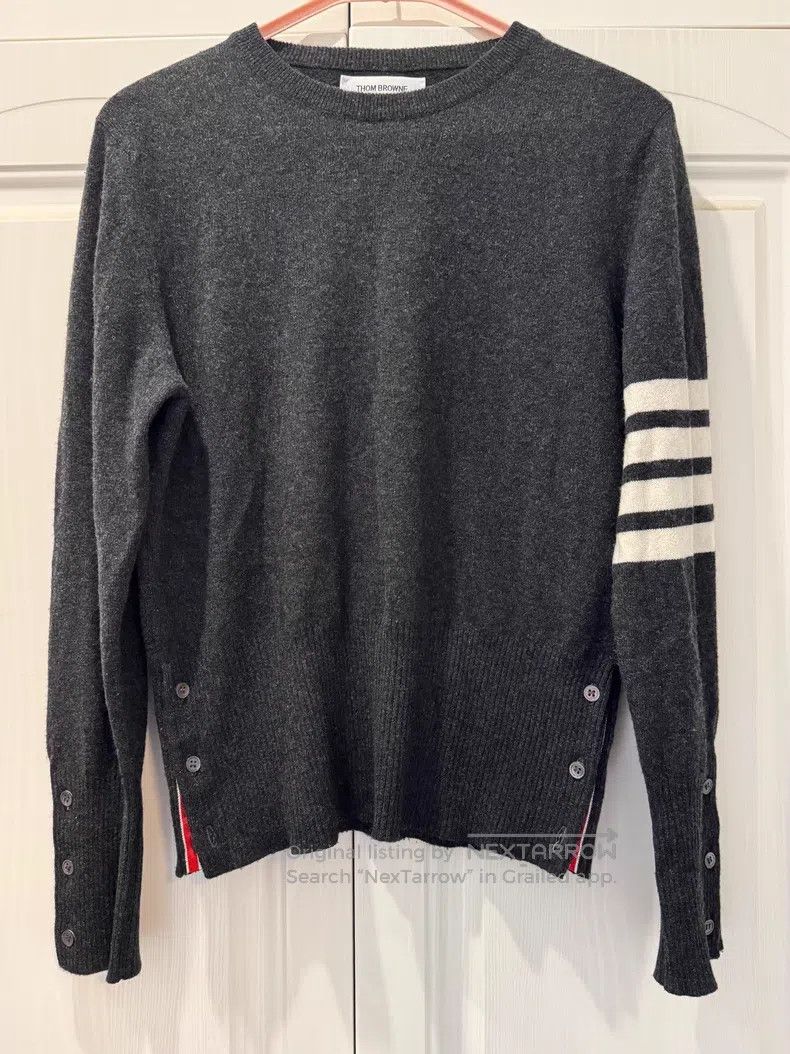 Thom Browne Thom Browne Dark gray cashmere round-neck knit sweater Size US S / EU 44-46 / 1 - 1 Thumbnail