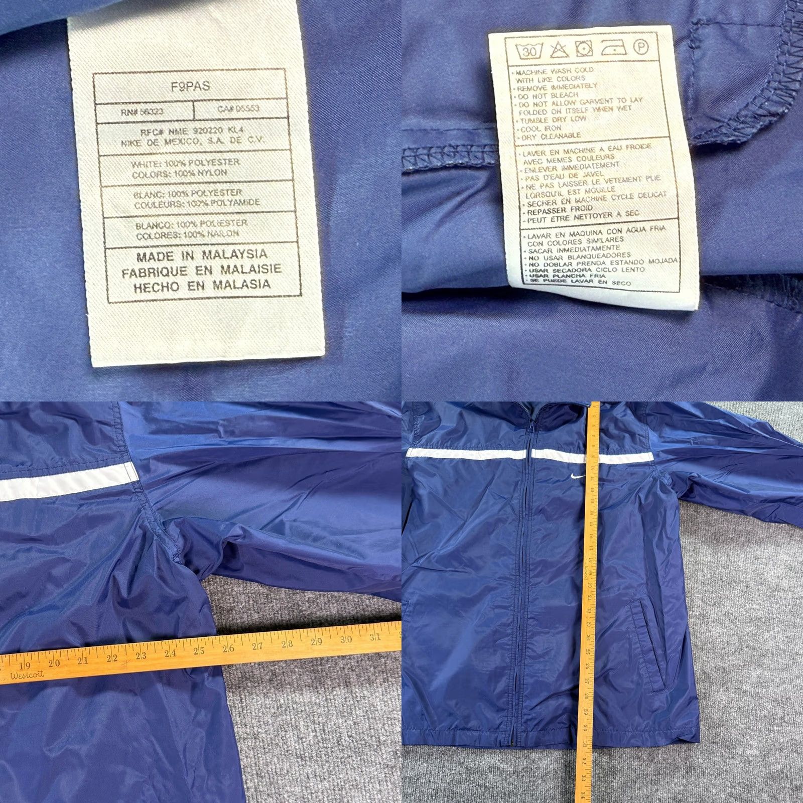 Nike VINTAGE Nike Windbreaker Mens XL Blue Stripe Full Zip Lightweight Track Jacket Size US XL / EU 56 / 4 - 8 Thumbnail