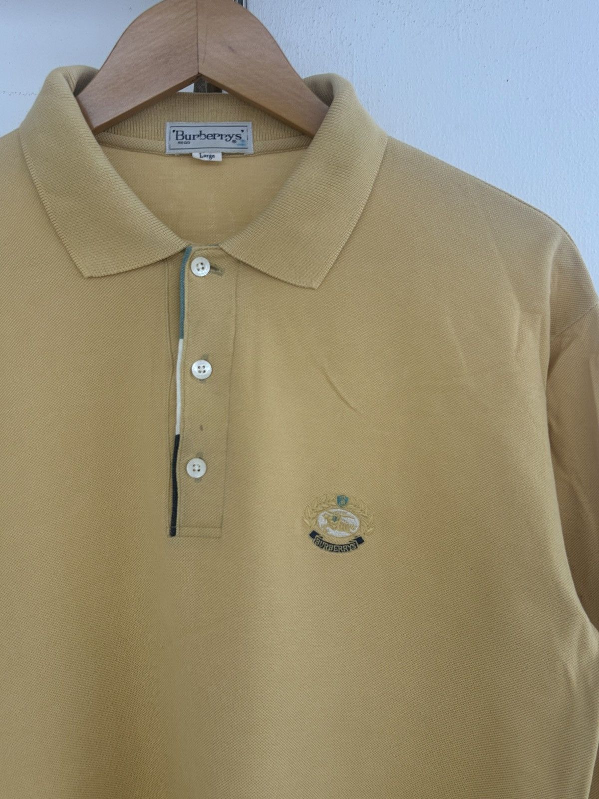 Burberry Burberry Vintage Longsleeve Polo Tee Yellow Size US L / EU 52-54 / 3 - 3 Thumbnail