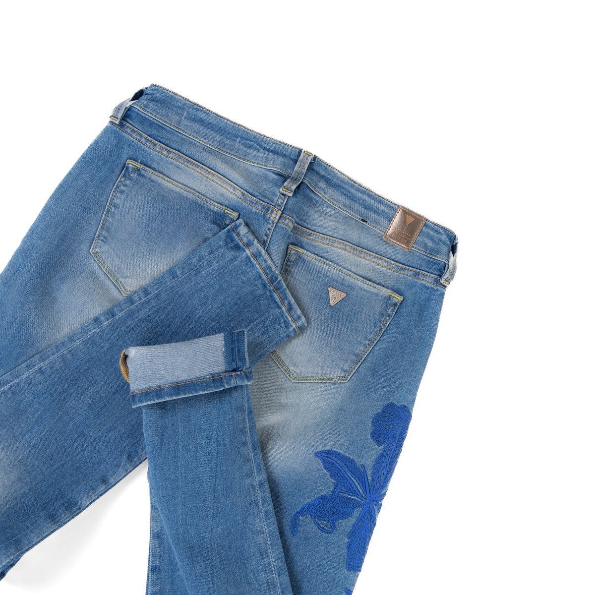 Guess Guess Womens Skinny Ultra Low Jeans Blue Floral Embroidery Size 30" / US 8 / IT 44 - 4 Thumbnail