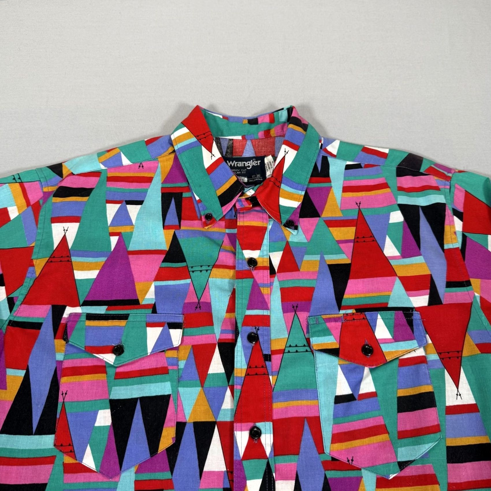 Wrangler VINTAGE Wrangler Shirt Mens XL Aztec Brushpopper Button Up Teepee Western 90s Size US XL / EU 56 / 4 - 2 Thumbnail