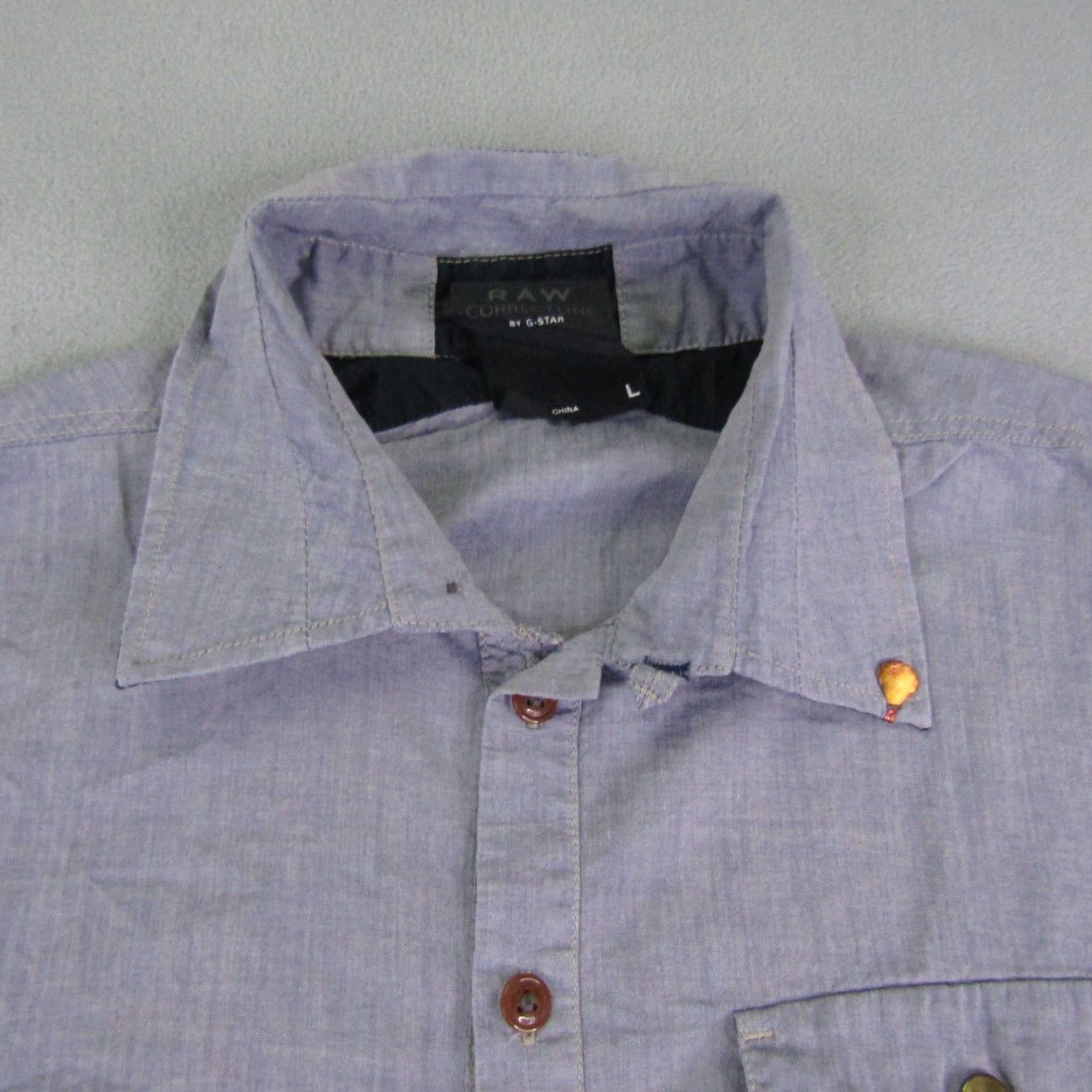 G-Star VINTAGE G-Star Raw Shirt Men Large Blue Cotton Button-Up Casual 90s Size US L / EU 52-54 / 3 - 2 Thumbnail