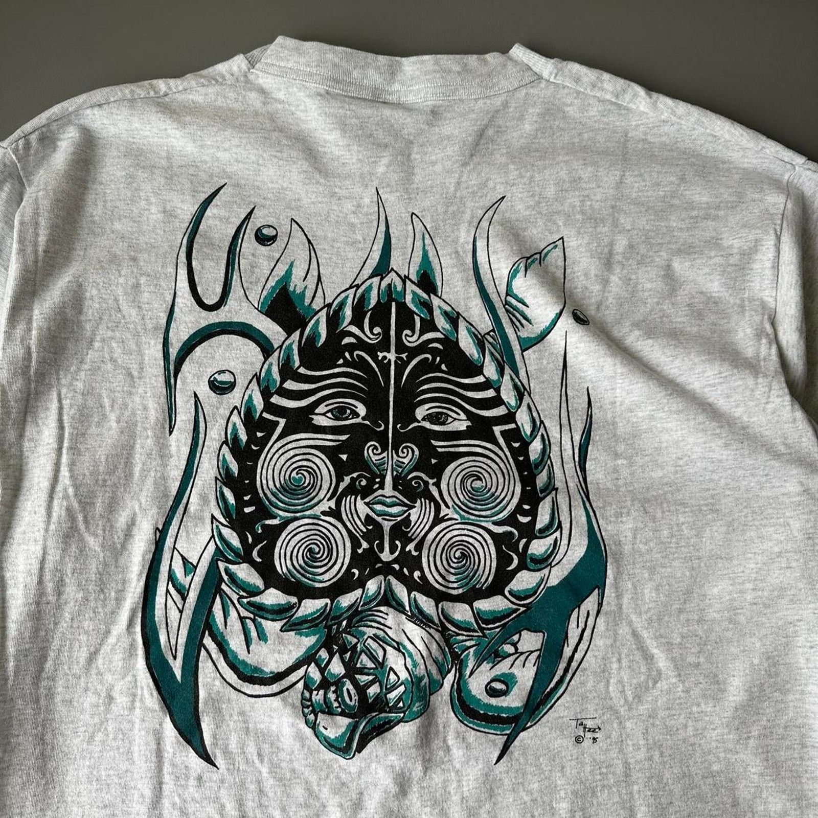 Vintage Vintage 90s Tattees Tattoo Tribal Gothic Grunge Graphic Tee Size US XL / EU 56 / 4 - 8 Thumbnail