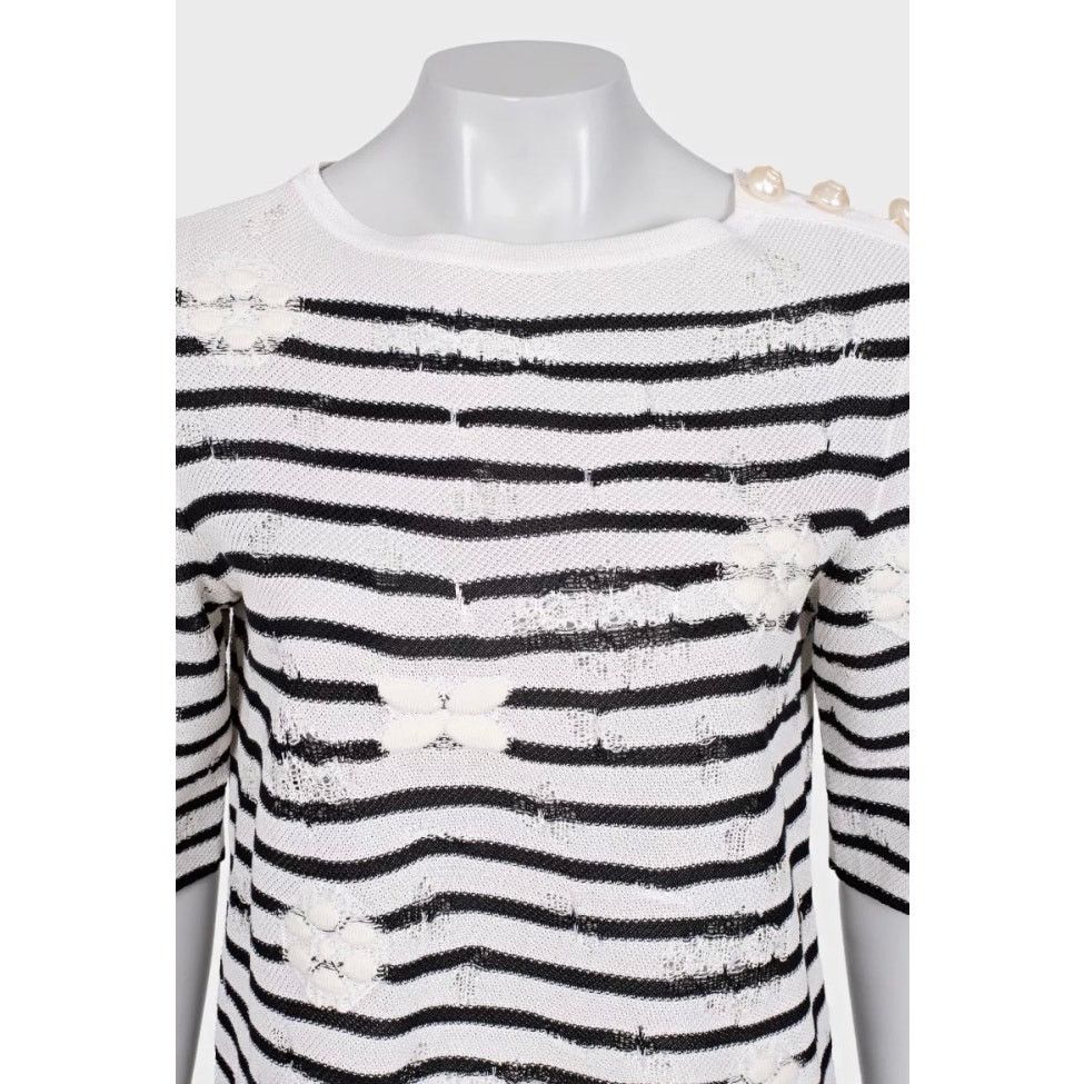 Chanel Chanel Black & White Striped Embroidered Suit Sz.36 Size XS / US 0-2 / IT 36-38 - 5 Thumbnail