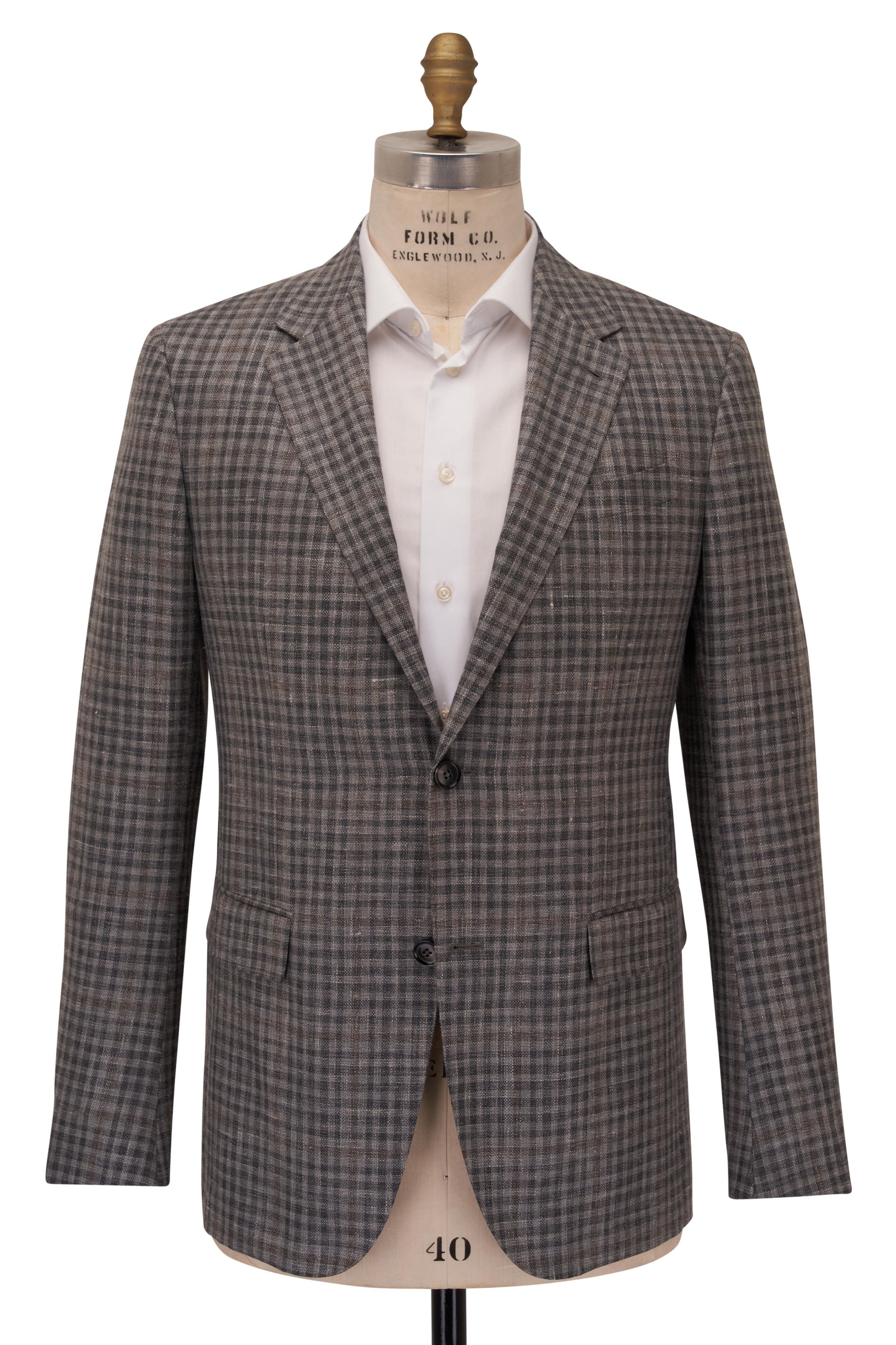 Z Zegna o1mtch0225 Check Sportcoat in Grey/Brown Size US M / EU 48-50 / 2 - 1 Thumbnail