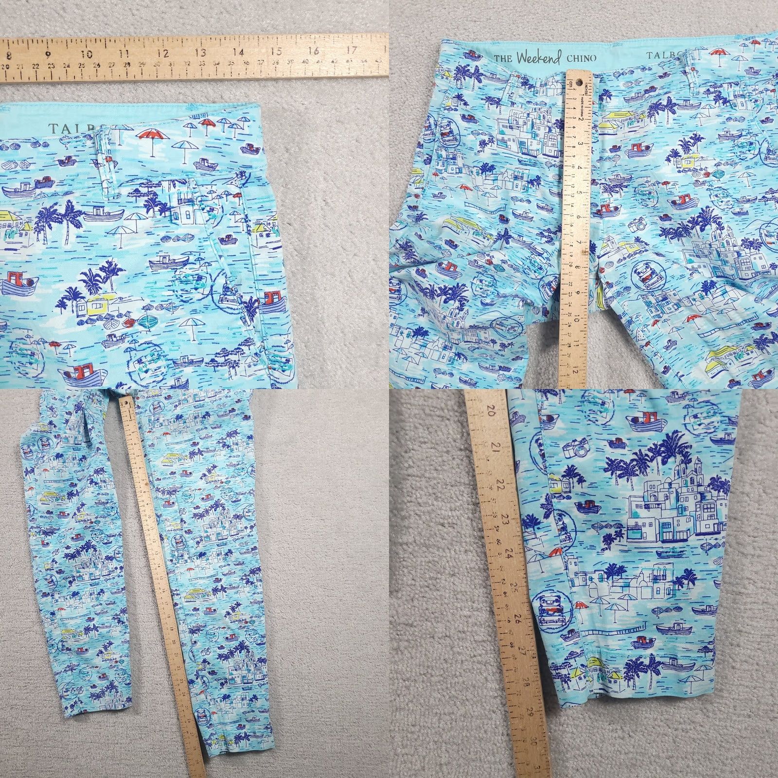 Talbots VINTAGE? No. Talbots The Weekend Chino Pants Womens 2 Blue Scenic Print Stretch Casual Beach Size 26" / US 2 / IT 38 - 8 Thumbnail