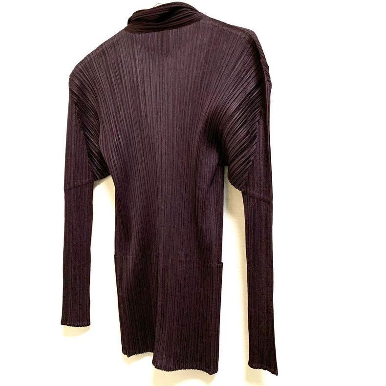 Issey Miyake Issey Miyake size:3 Brown pleated cardigan Size L / US 10 / IT 46 - 2 Thumbnail
