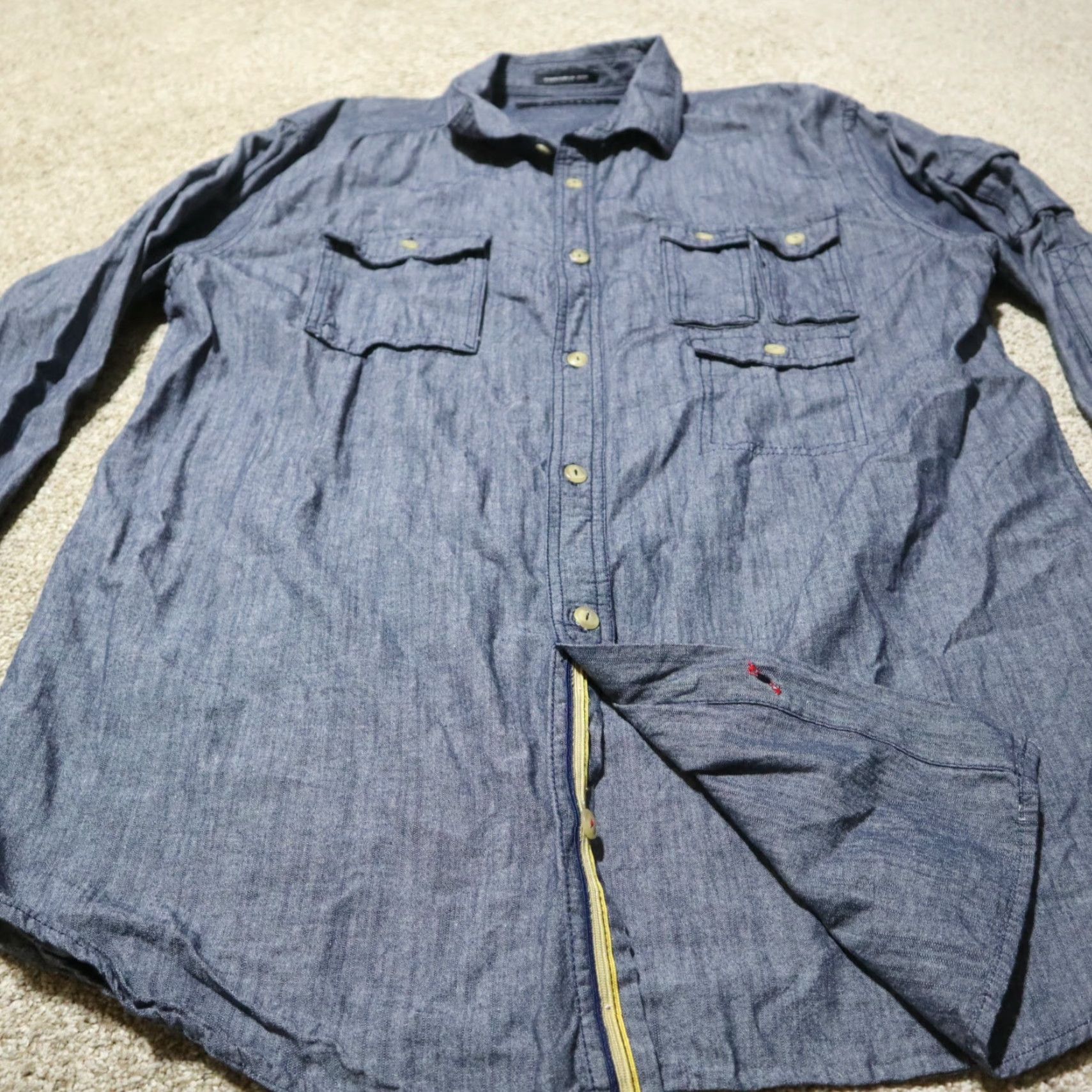 Sean John Sean John Button Up Shirt Short Sleeve Solid Blue Cotton Adult Men's 2XL Blue Shirt Mens 2XL Button Up Shirt Azul Size US XXL / EU 58 / 5 - 3 Thumbnail