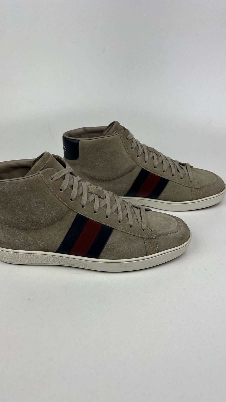 Gucci GUCCI Sneakers Suede Hi Top Shoes Web Stripe Logo Baige Mens Size US 7.5 / EU 40-41 - 8 Thumbnail