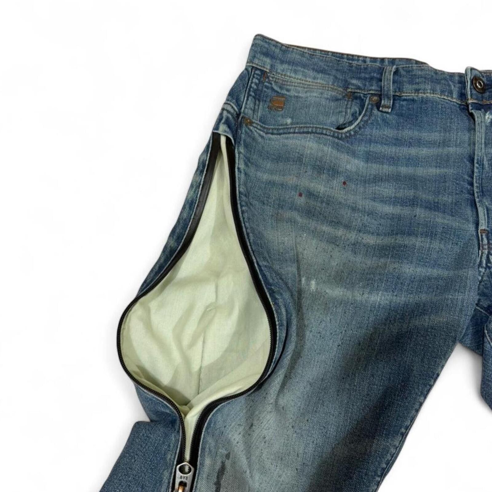 True Religion G-Star Raw blue denim jeans with zipper design Size US 36 / EU 52 - 4 Thumbnail