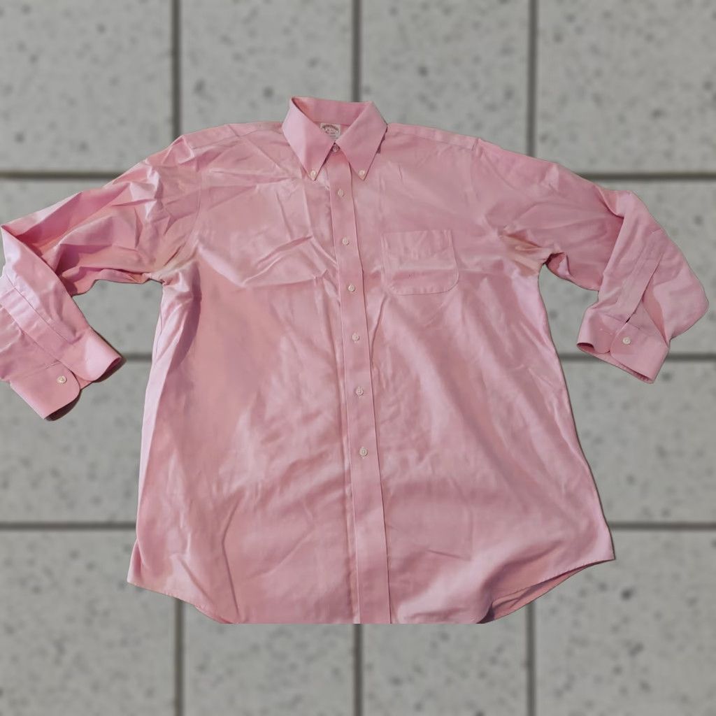 Brooks VINTAGE Brooks Brothers Dress Shirt 16 33 Pink Cotton Mens Shirt 16 Mens Size 42R - 1 Thumbnail