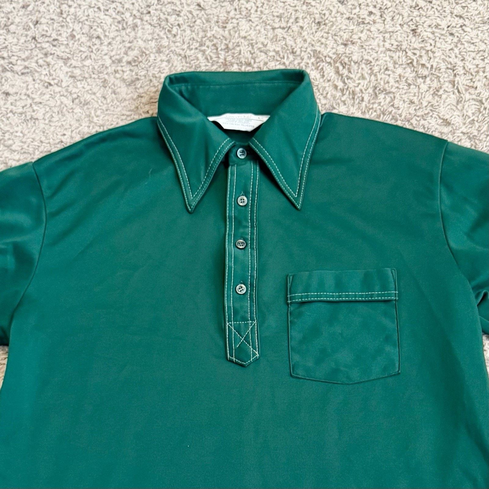 Vintage True Vintage 70s Green Long Sleeve Disco Polo Shirt Large Size US L / EU 52-54 / 3 - 3 Thumbnail