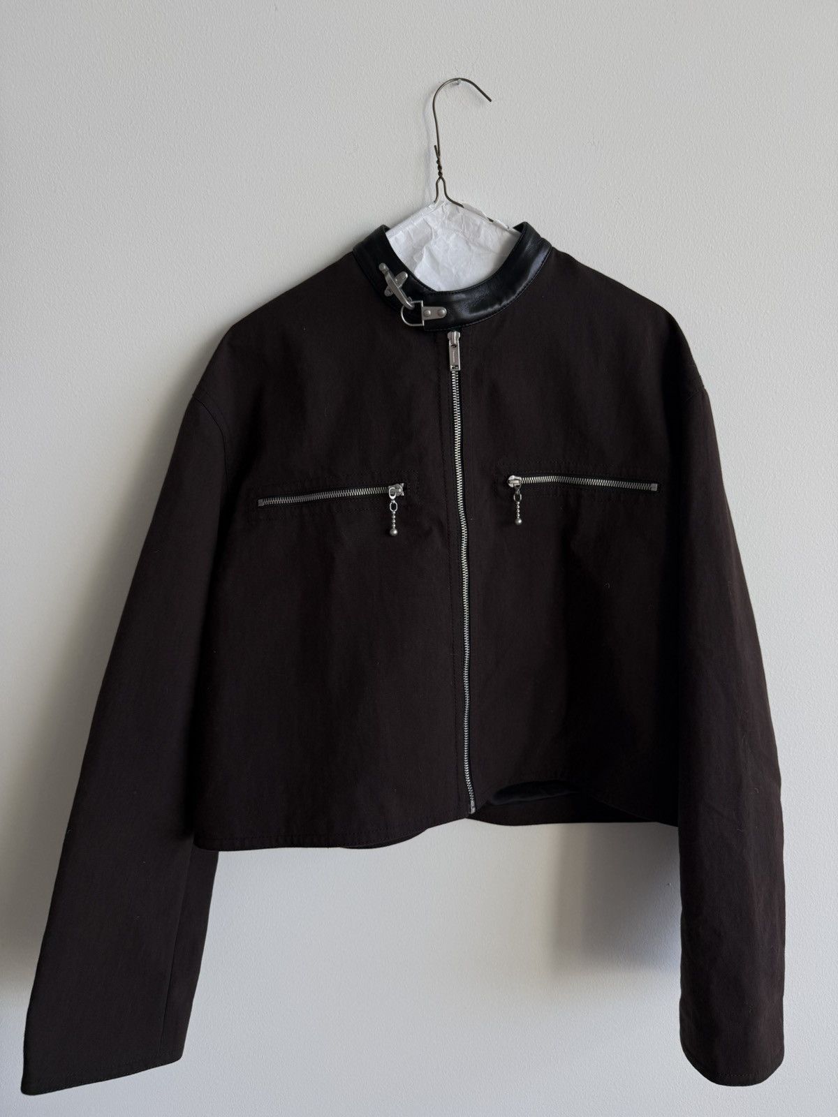 Nanushka Cropped Leather Collar Jacket Size US S / EU 44-46 / 1 - 1 Thumbnail